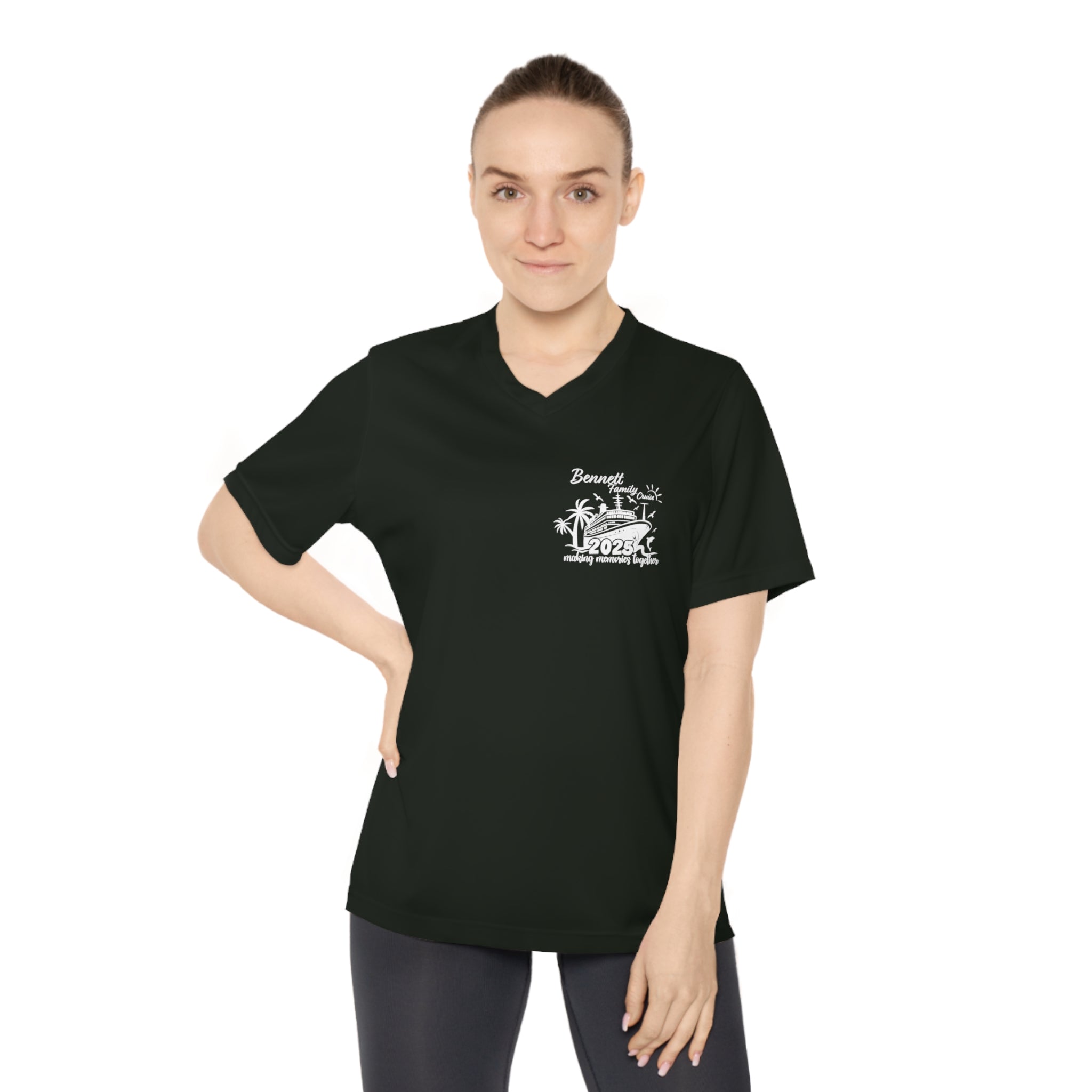 Bennett Family Cruise White logo - Women's Performance V-Neck T-Shirt