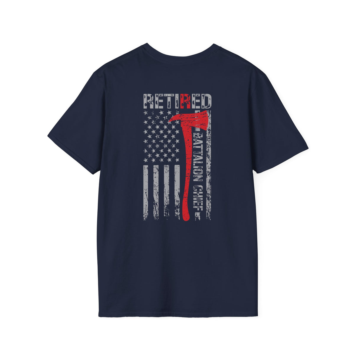 Retired Battalion Chief US Flag - Unisex Softstyle T-Shirt