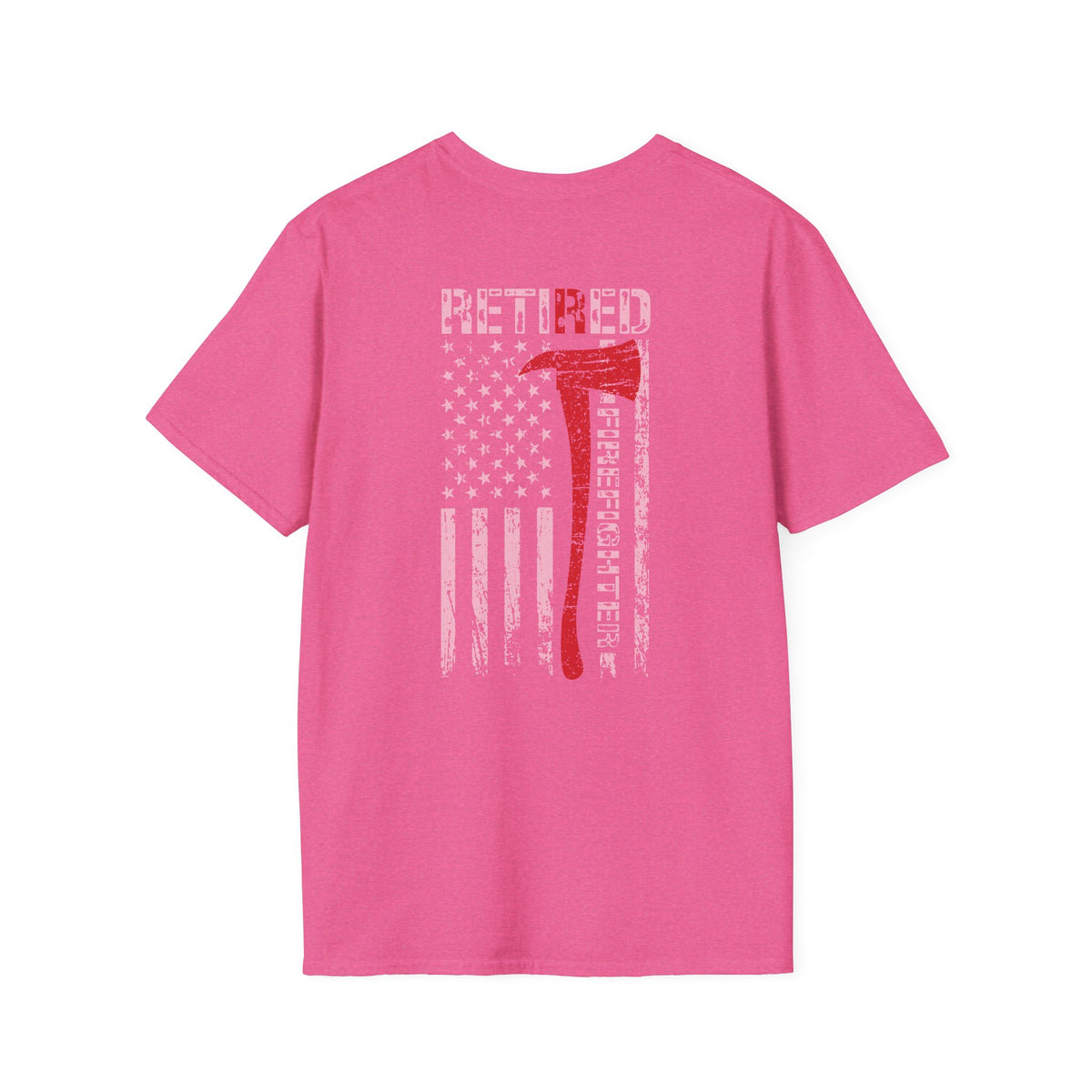 Retired Firefighter US Flag - Unisex Softstyle T-Shirt