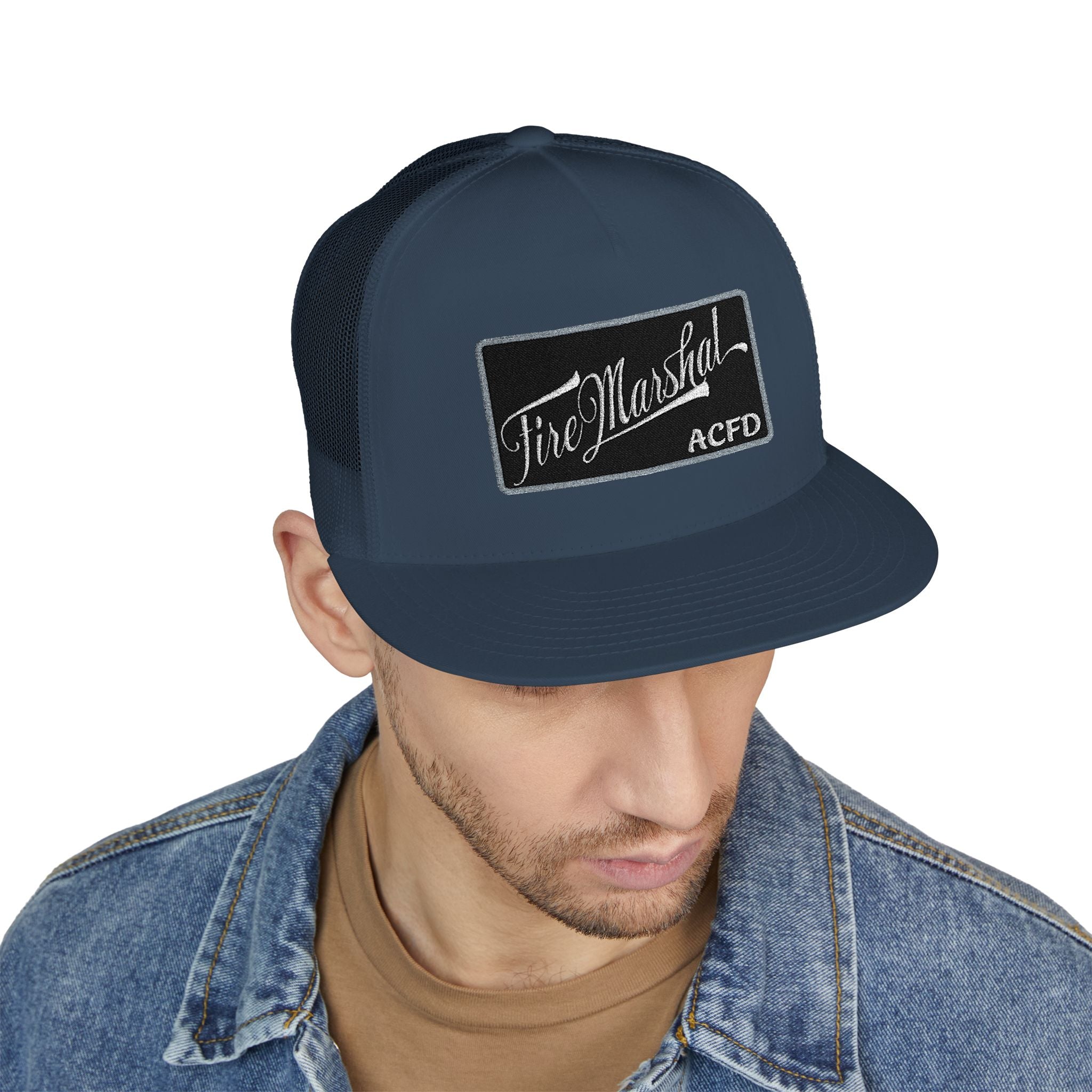 Arlington Fire Marshal Written - 5 Panel Trucker Cap (Embroidery)