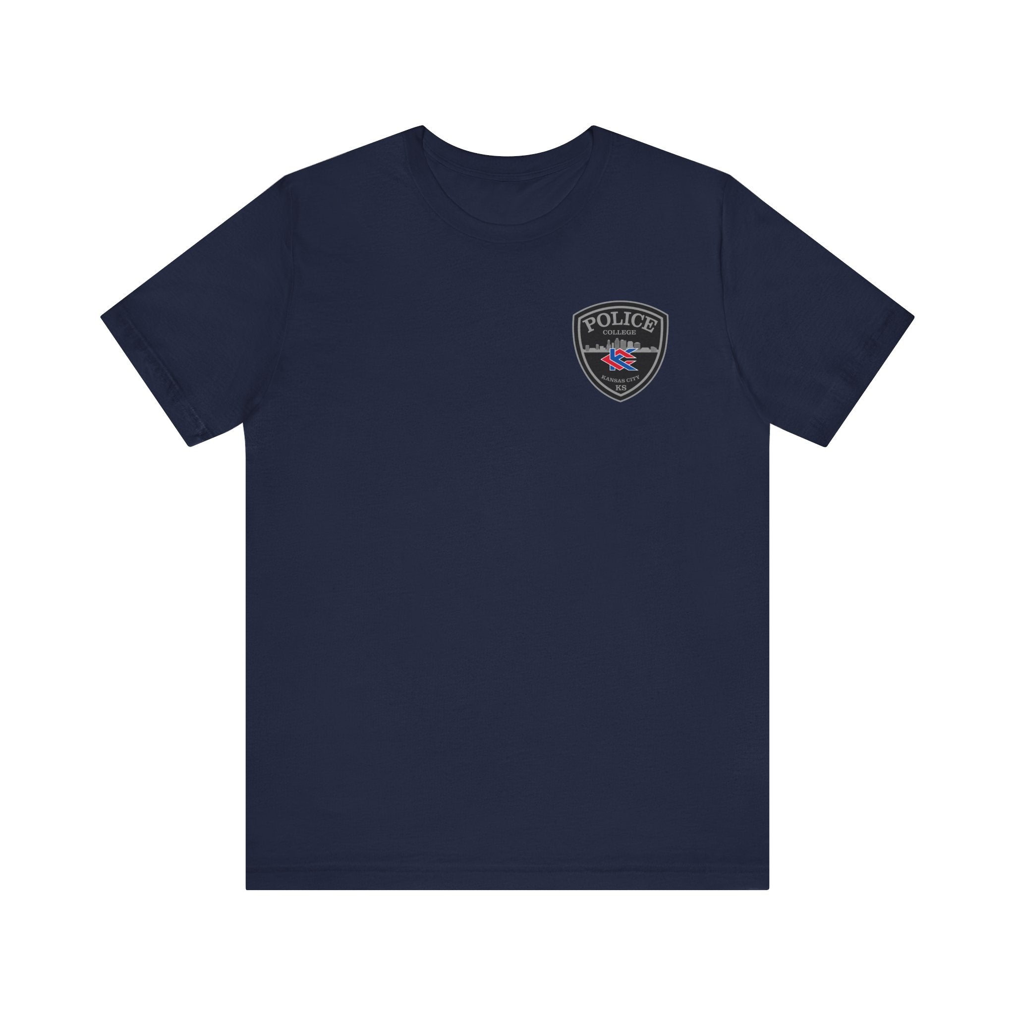 KCKCC Police Patch Black & White Grey Back - Unisex Jersey Short Sleeve Tee