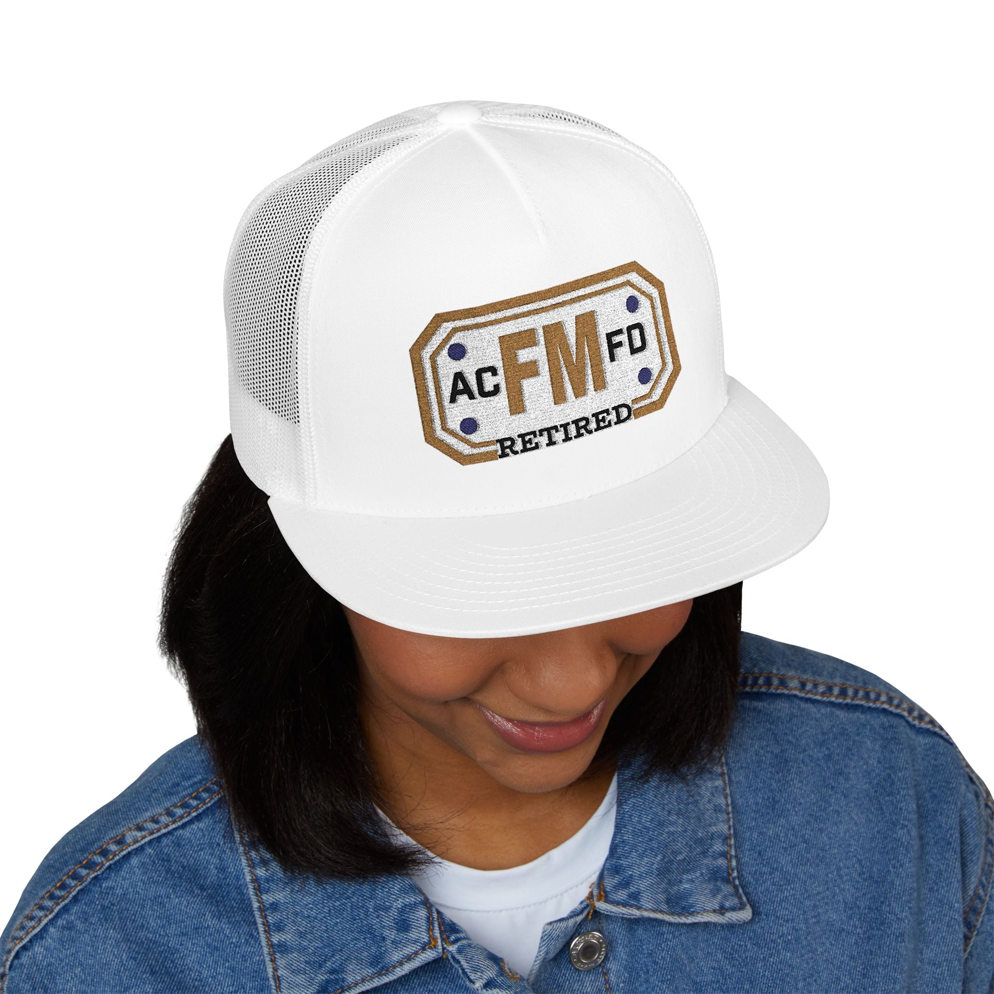 Retired Arlington Fire Marshal Gold - 5 Panel Trucker Cap (Embroidery)