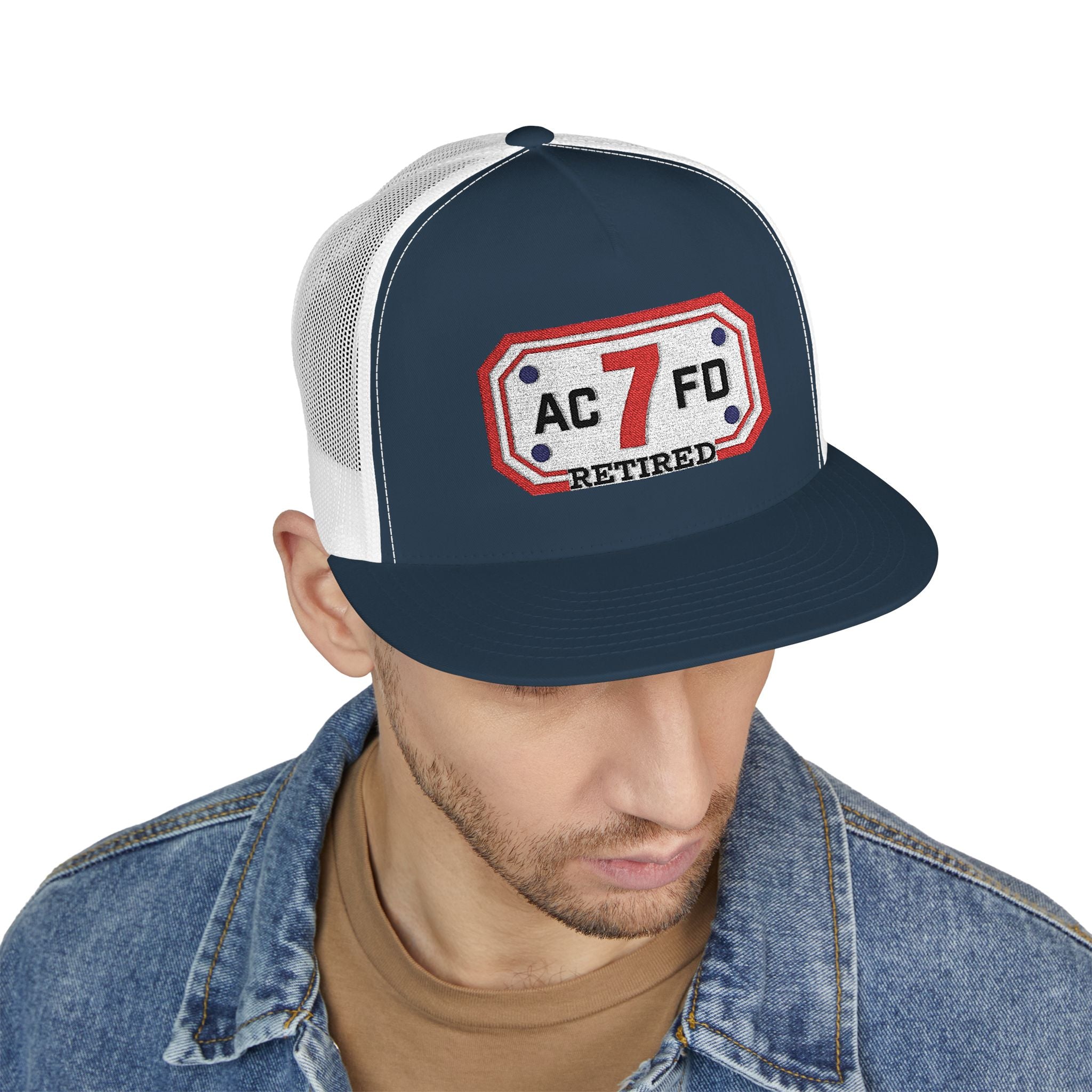 Retired Arlington Engine 7 - 5 Panel Trucker Cap (Embroidery)