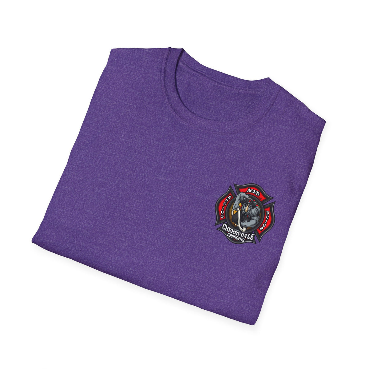 Station 3 Rhino Logo Firefighter Back - Gildan Soft Cotton Softstyle T-Shirt