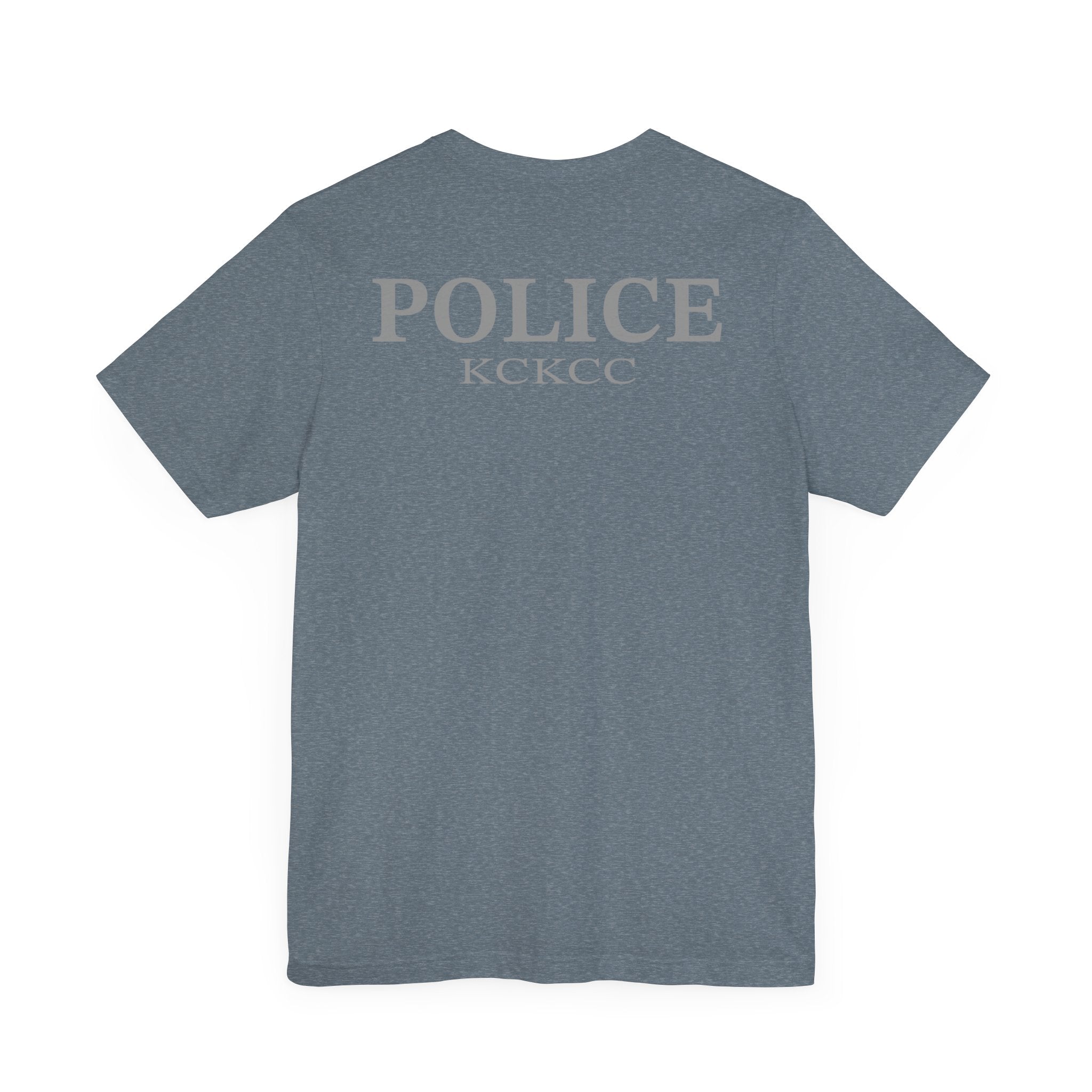 KCKCC Police Patch Black & White Grey Back - Unisex Jersey Short Sleeve Tee