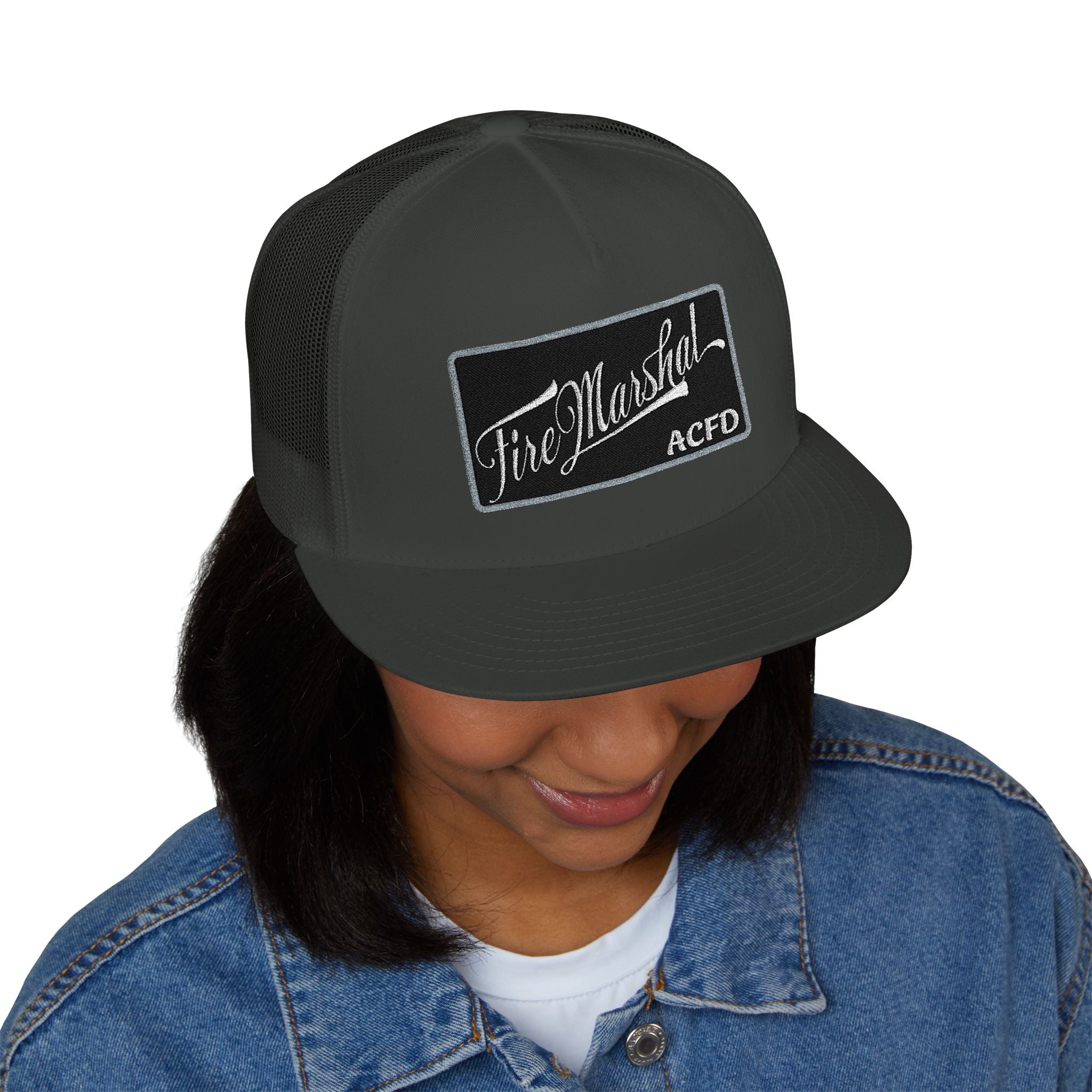 Arlington Fire Marshal Written - 5 Panel Trucker Cap (Embroidery)