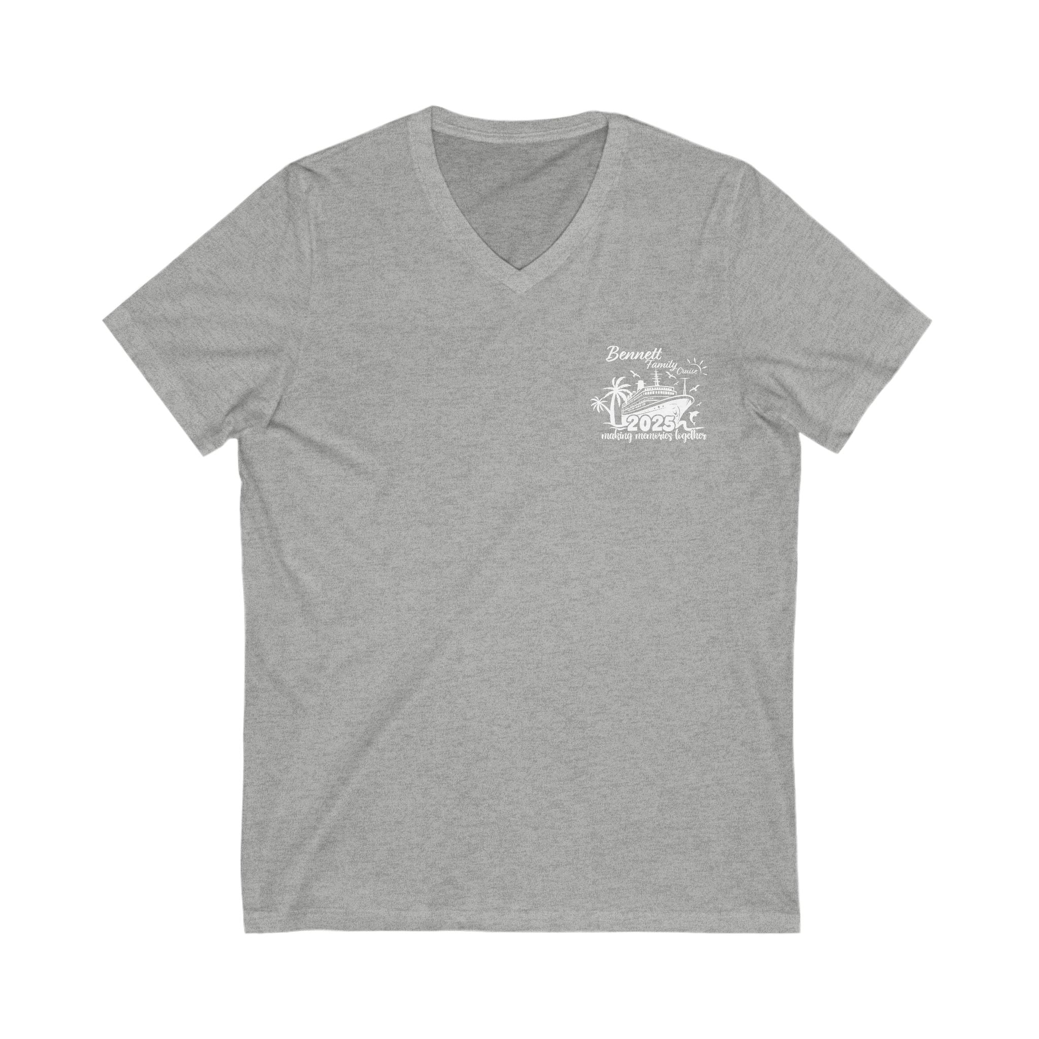 Bennett Family Cruise White Logo - Unisex Jersey Short Sleeve V-Neck Tee