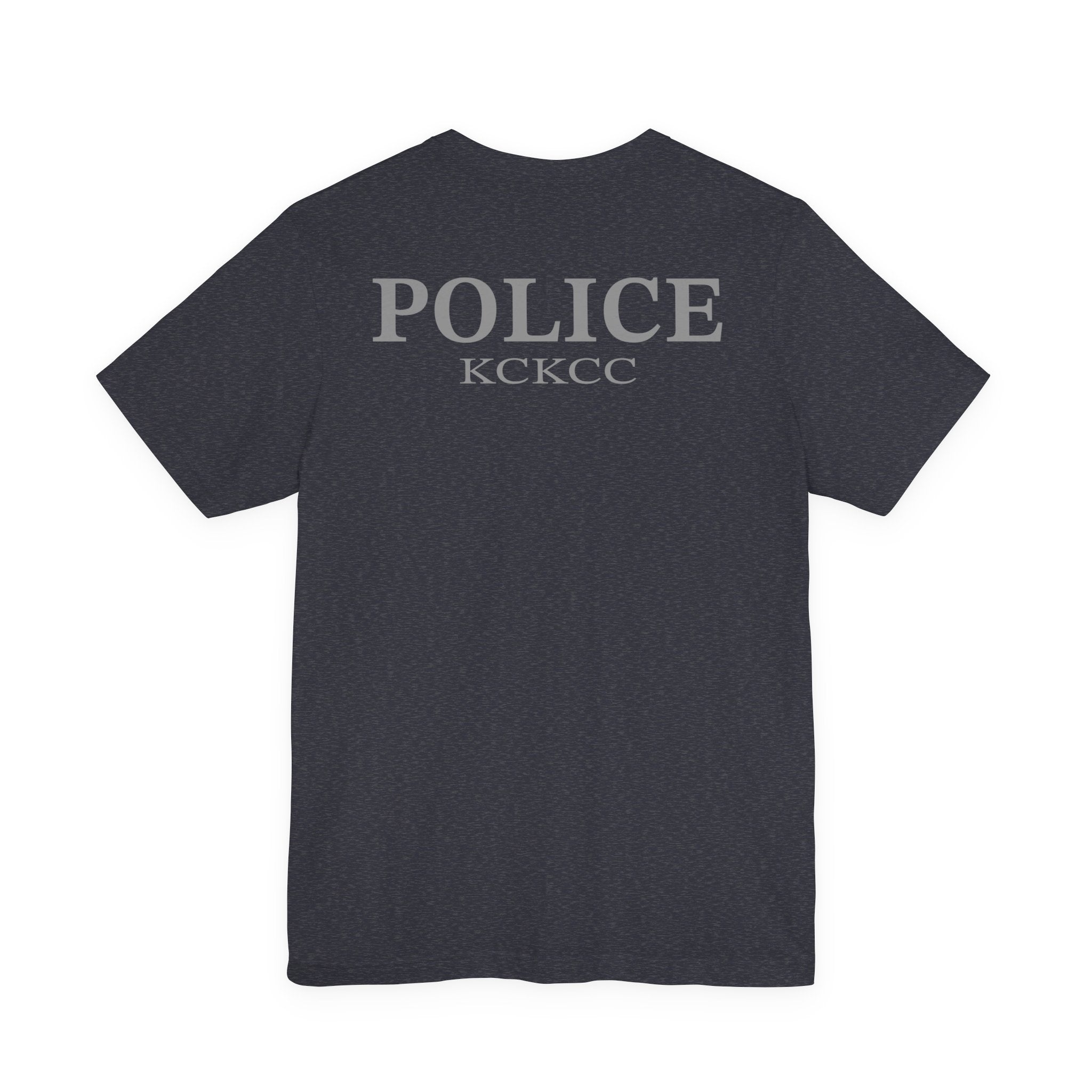 KCKCC Police Patch Black & White Grey Back - Unisex Jersey Short Sleeve Tee