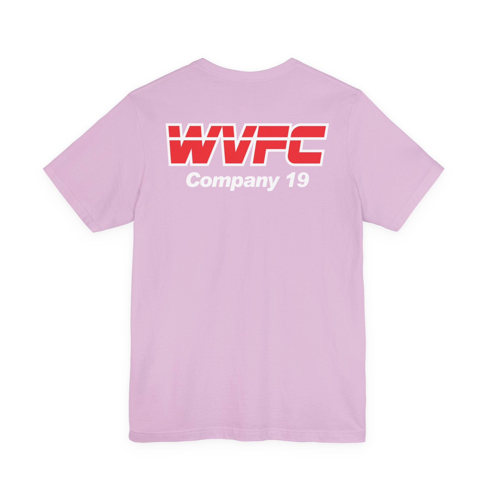 WVFC FD Logo wht Red Back wht- Unisex Jersey Short Sleeve Tee