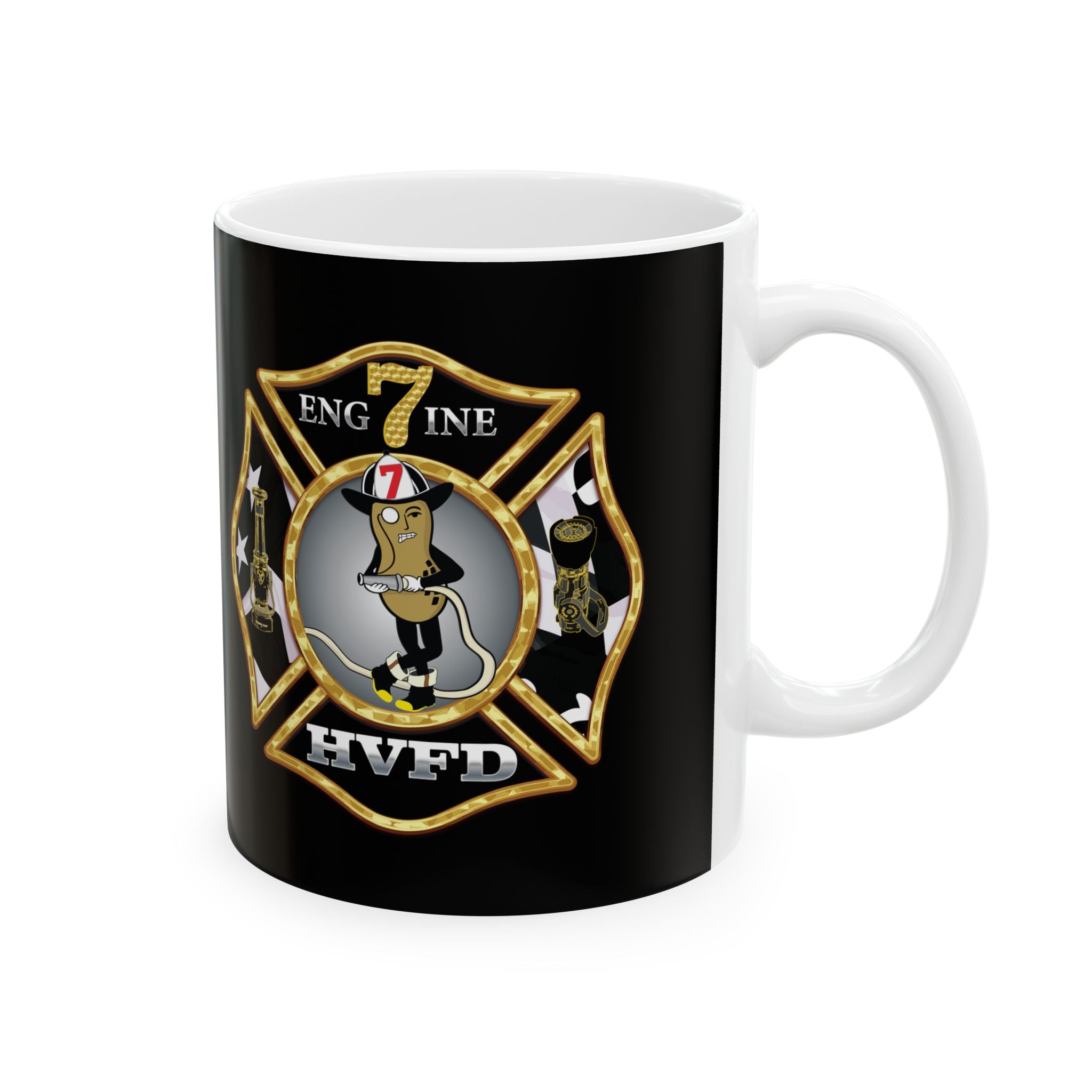 Black Mug, (11oz, 15oz) - Hollywood Maryland Volunteer Fire Eng7ine