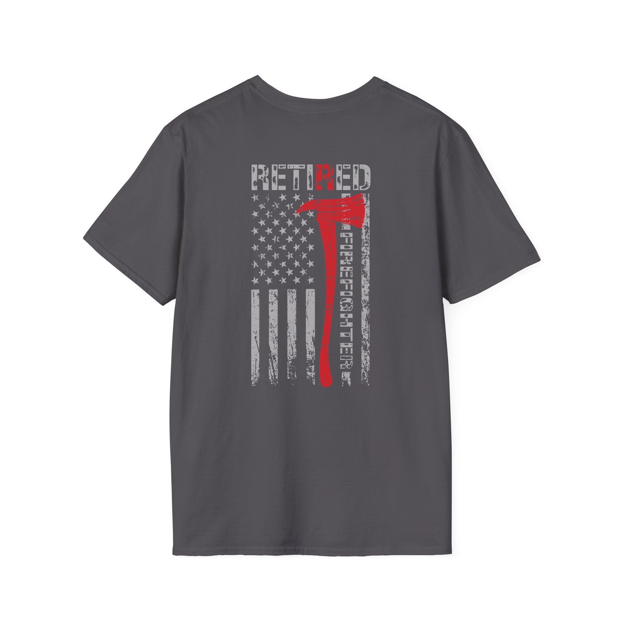 Retired Firefighter US Flag - Unisex Softstyle T-Shirt