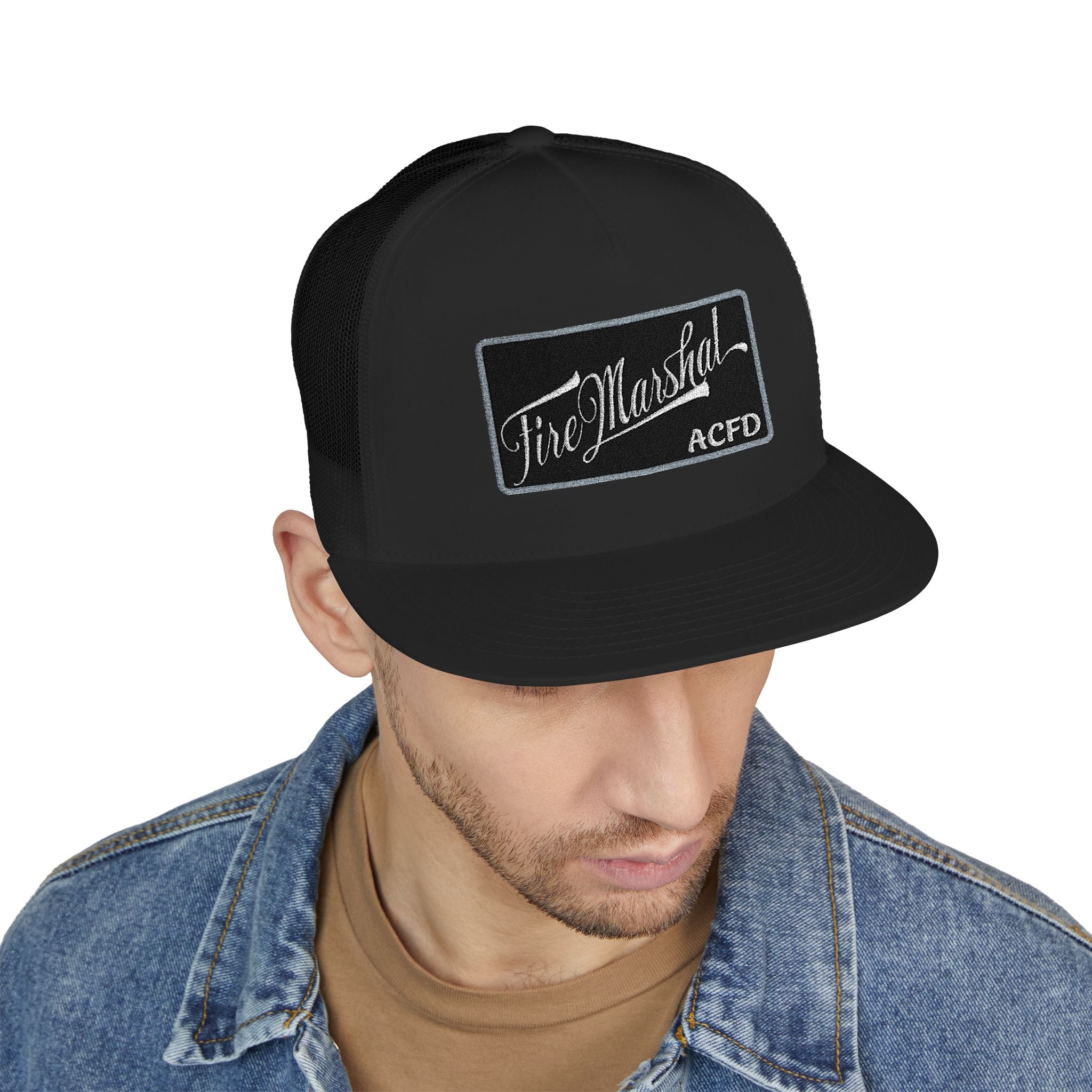 Arlington Fire Marshal Written - 5 Panel Trucker Cap (Embroidery)
