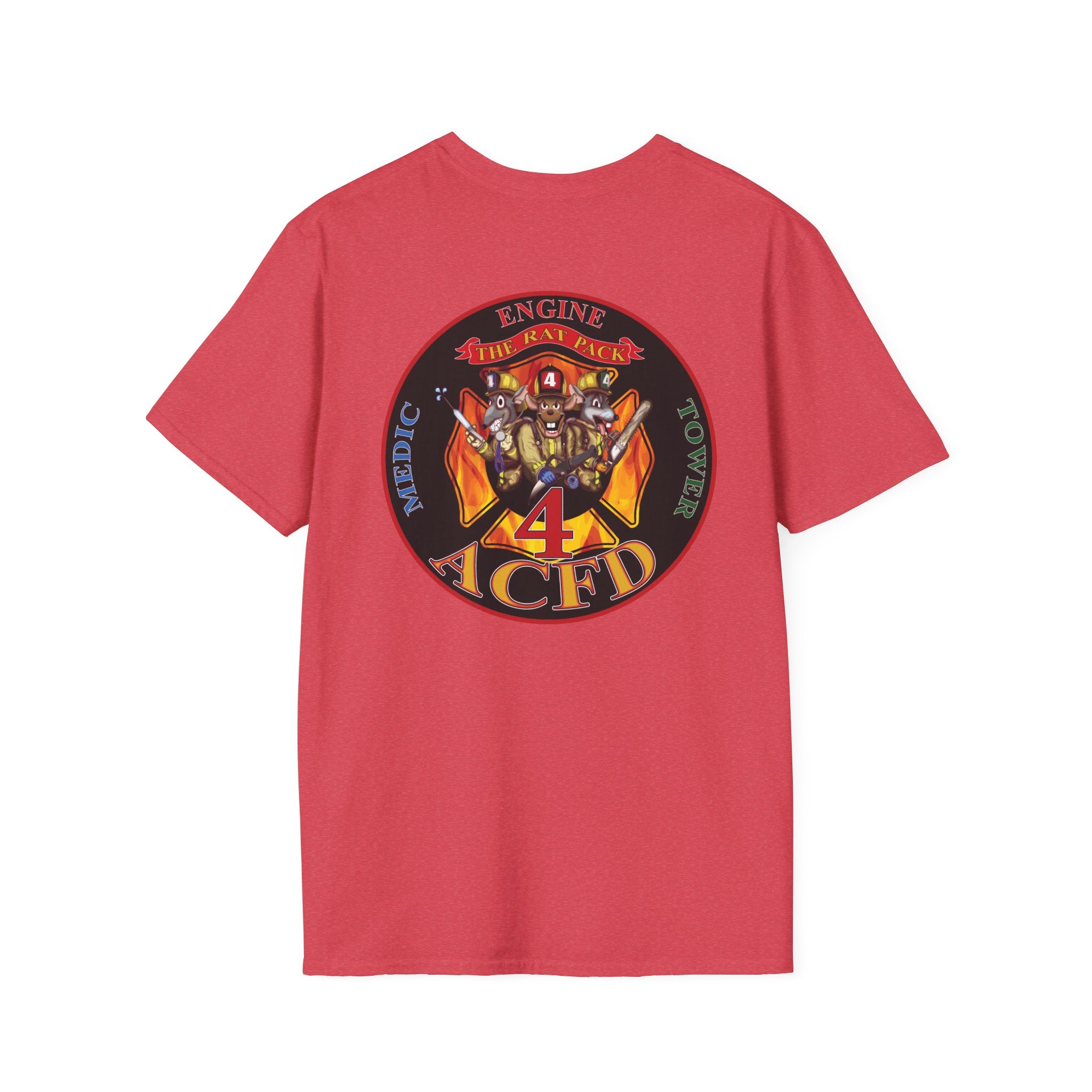 Station 4  acfd clover front/RatPack back - Gildan Soft Cotton Softstyle T-Shirt