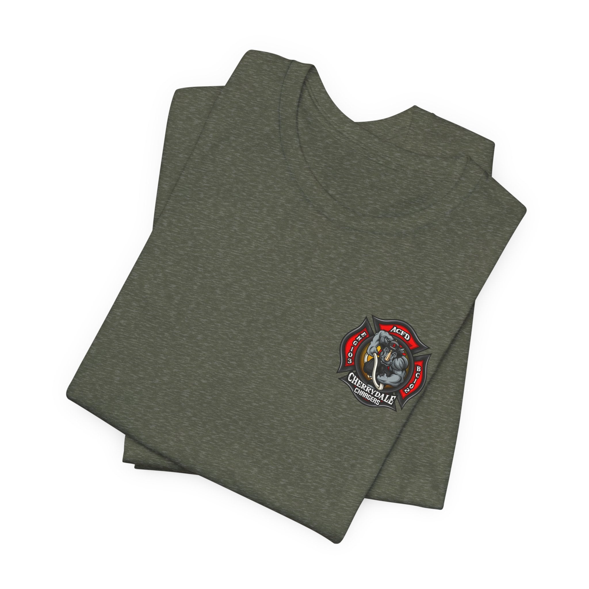 Station 3 Rhino Logo Firefighter Back - Bella+Canvas Soft Unisex Tee-