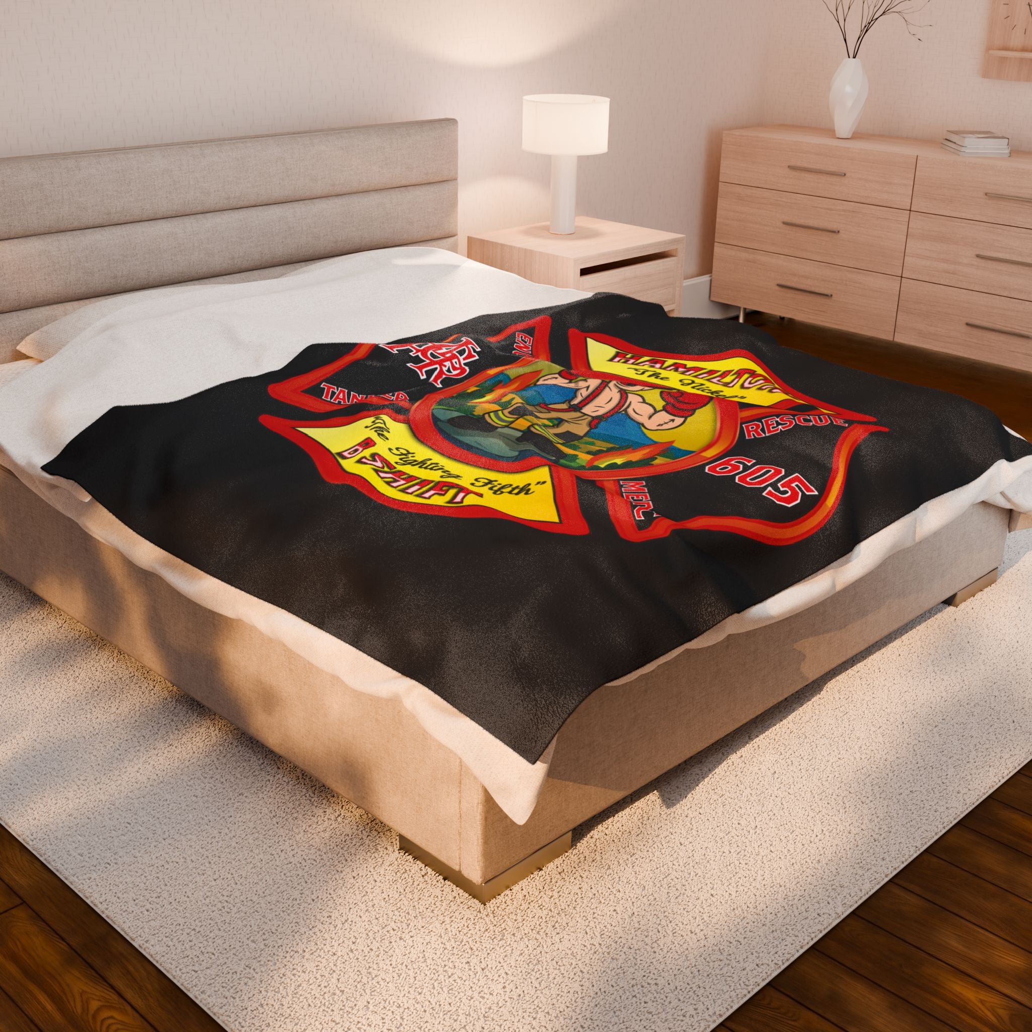 LCFR Hamilton Station 5 - Black Velveteen Plush Blanket