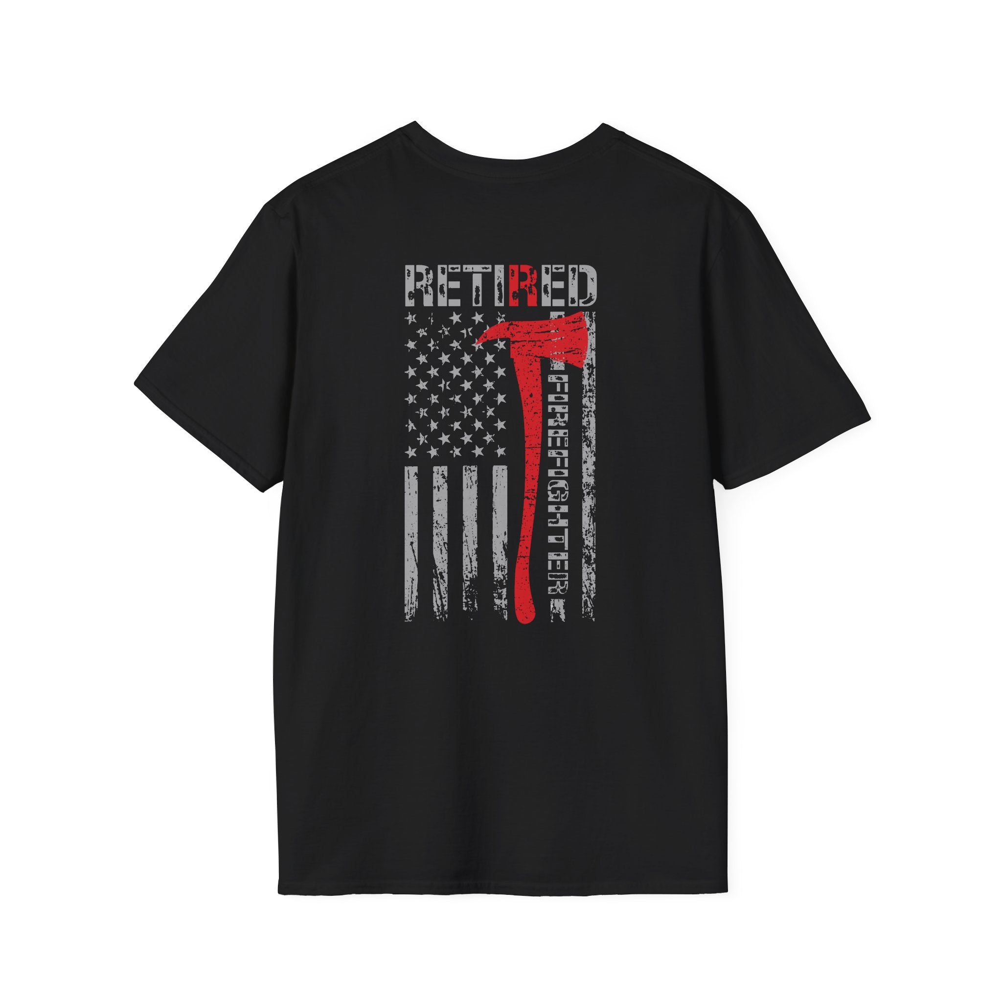 Retired Firefighter US Flag - Unisex Softstyle T-Shirt