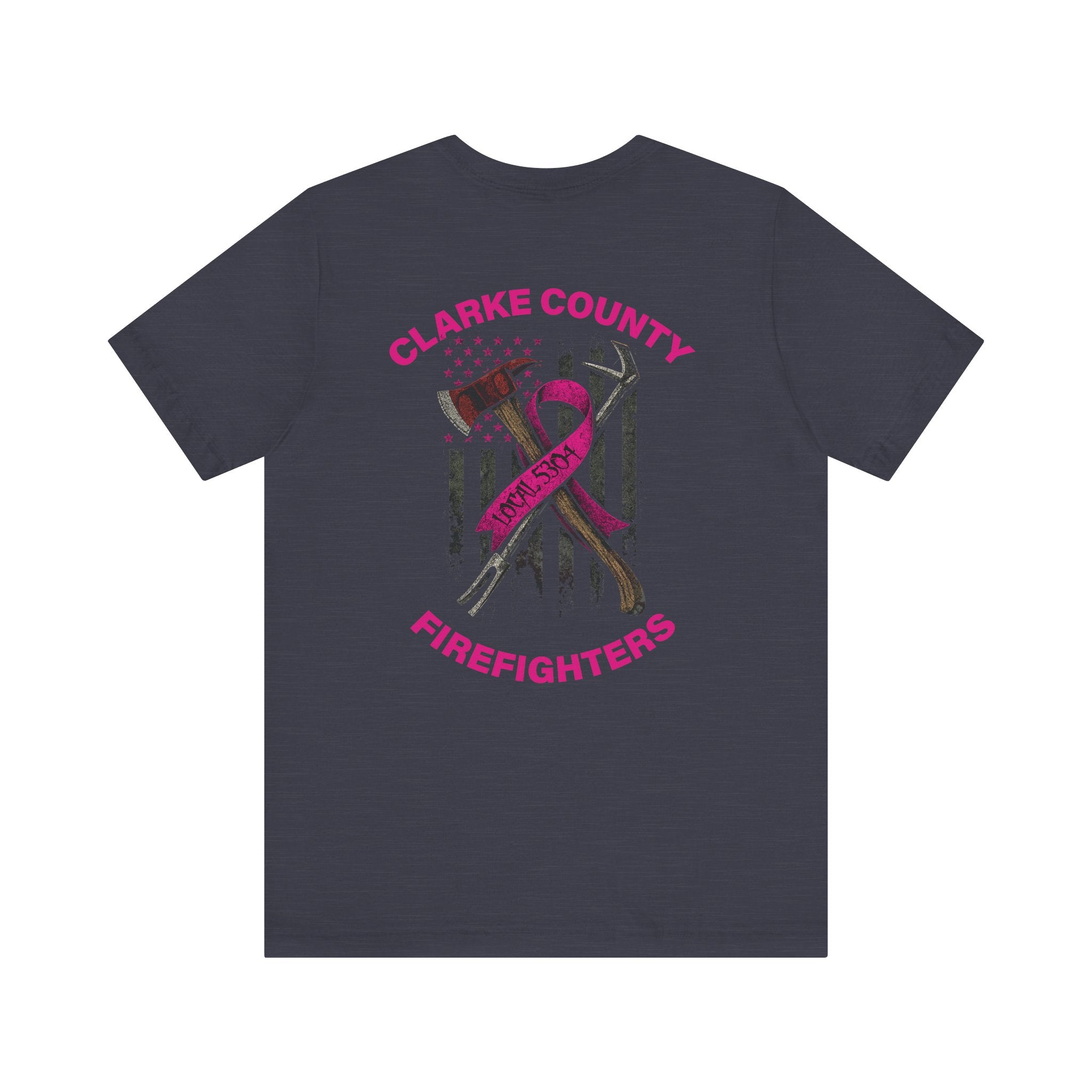 Clarke County Fire Breast Cancer Dark Shirt (Portion of Proceeds go to Local 5304) - Bella+Canvas Soft Jersey Cotton Unisex Tee