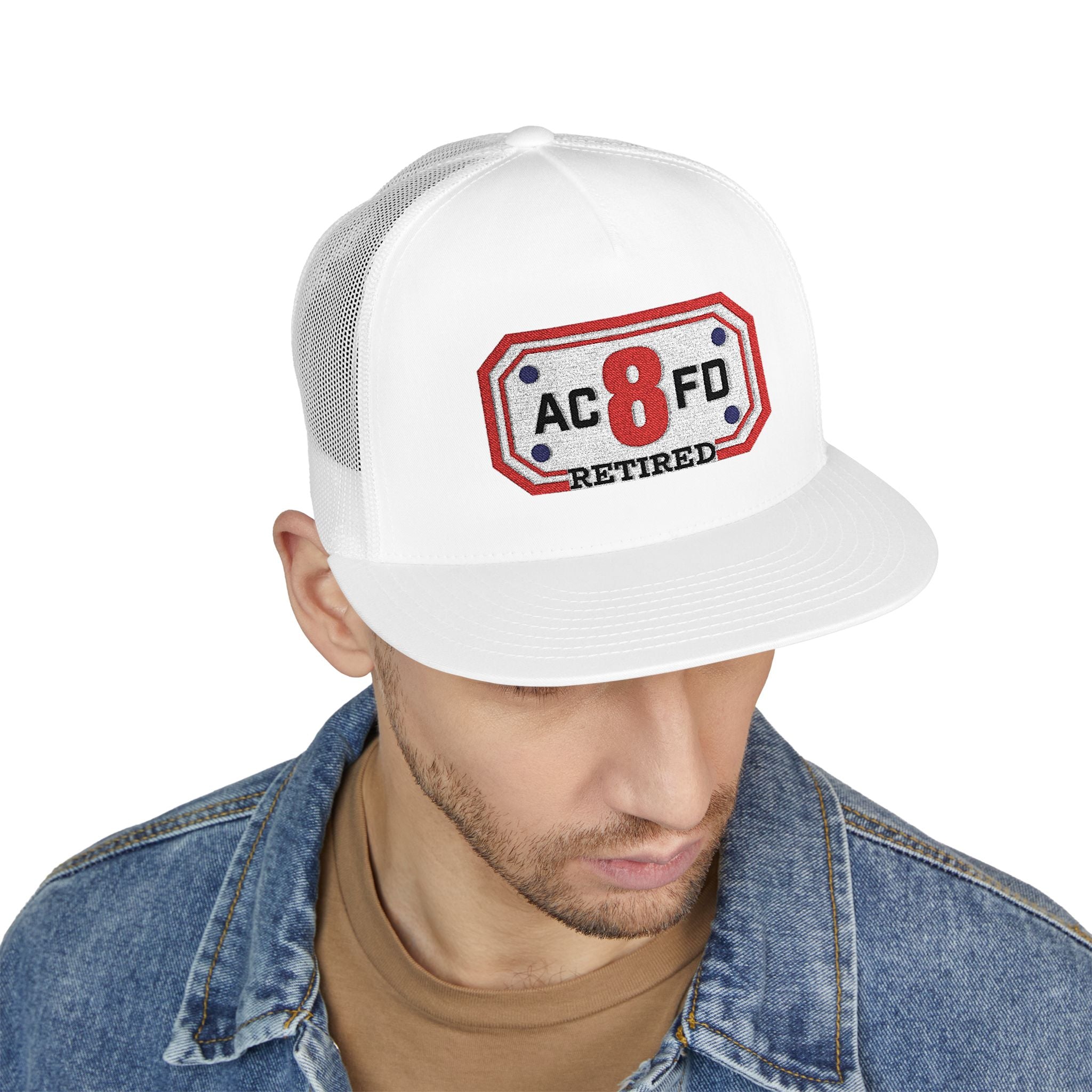 Retired Arlington Engine 8 - 5 Panel Trucker Cap (Embroidery)