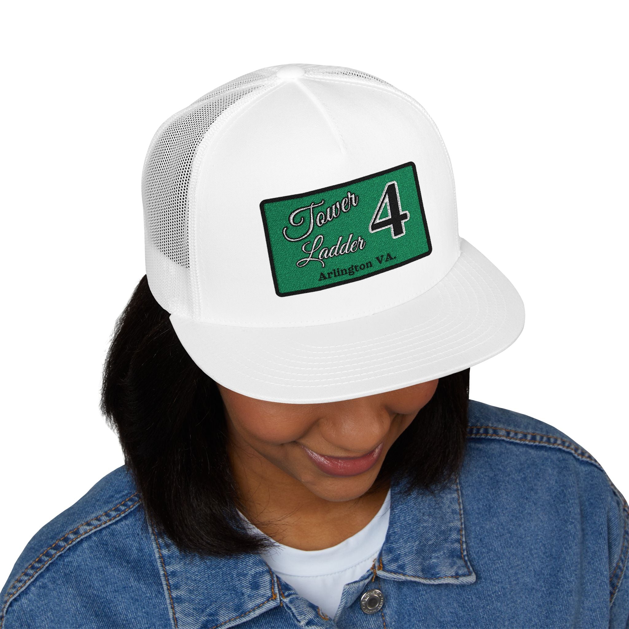 Arlington Tower Ladder 4 Black border - 5 Panel Trucker Cap (Embroidery)