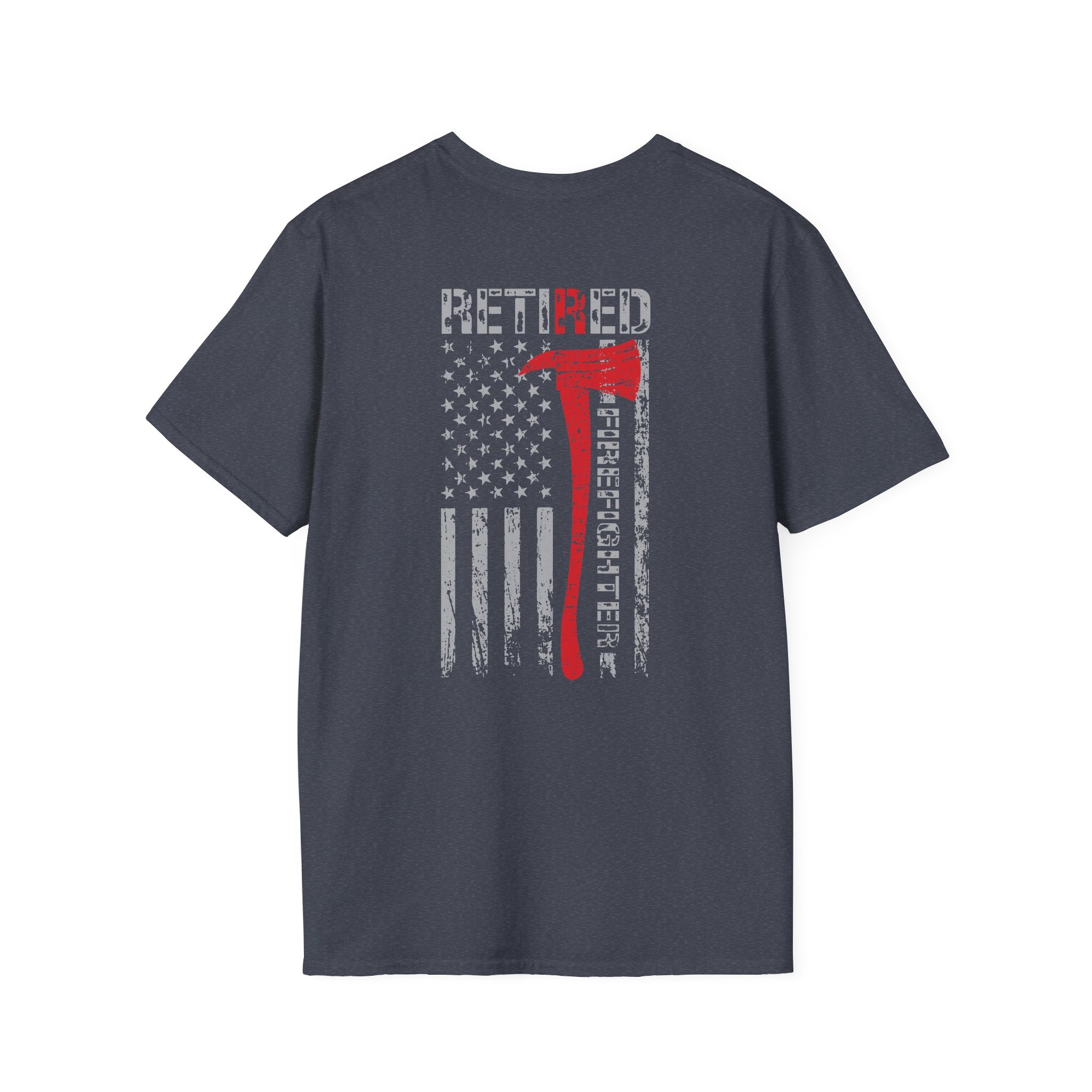 Retired Firefighter US Flag - Unisex Softstyle T-Shirt