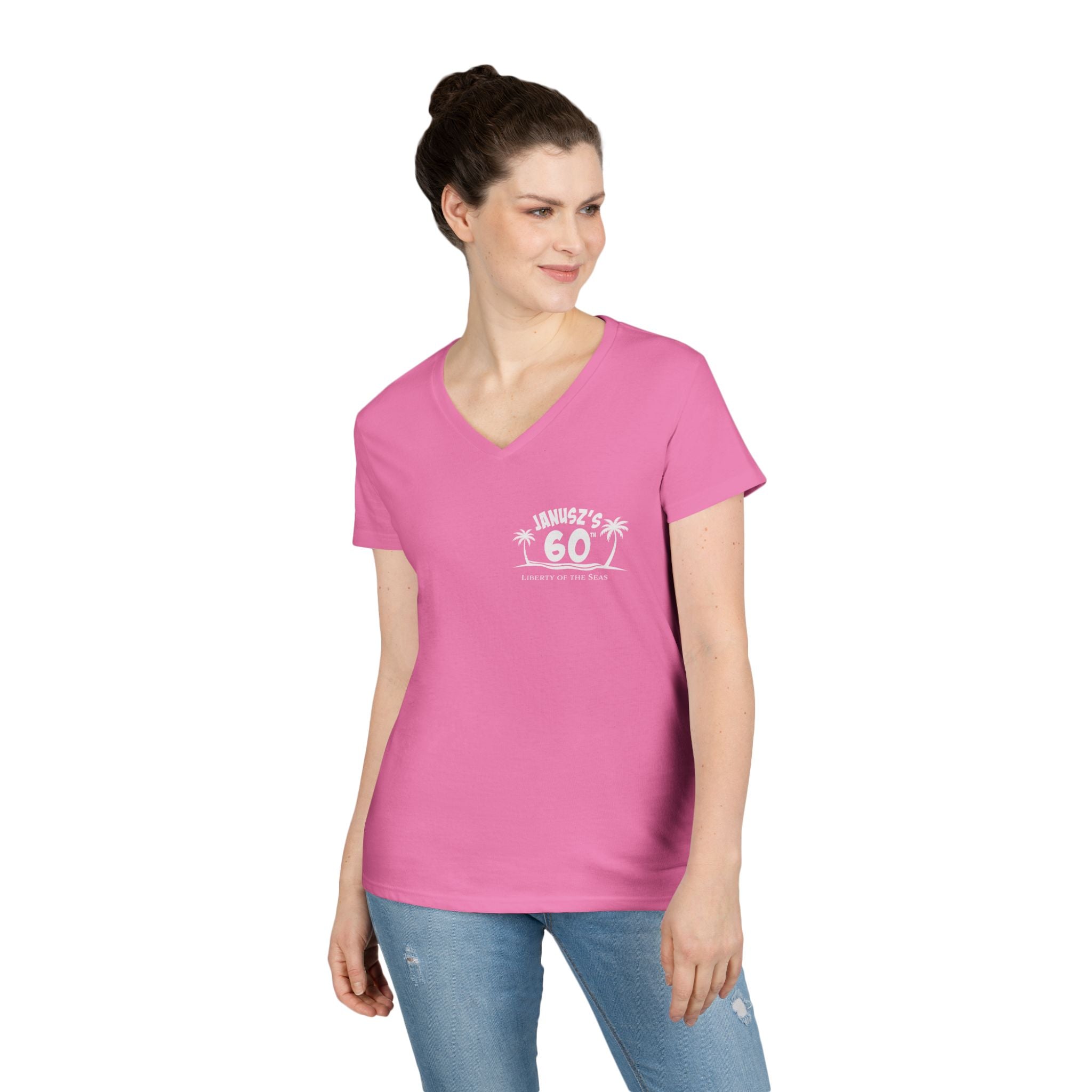 Renee Family Cruise White - Ladies' Cotton V-Neck T-Shirt