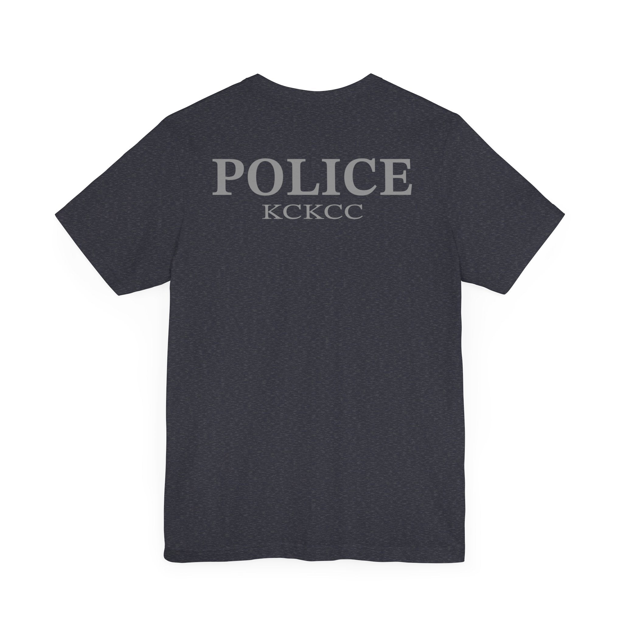 KCKCC Police Patch Black & White Grey Back - Unisex Jersey Short Sleeve Tee