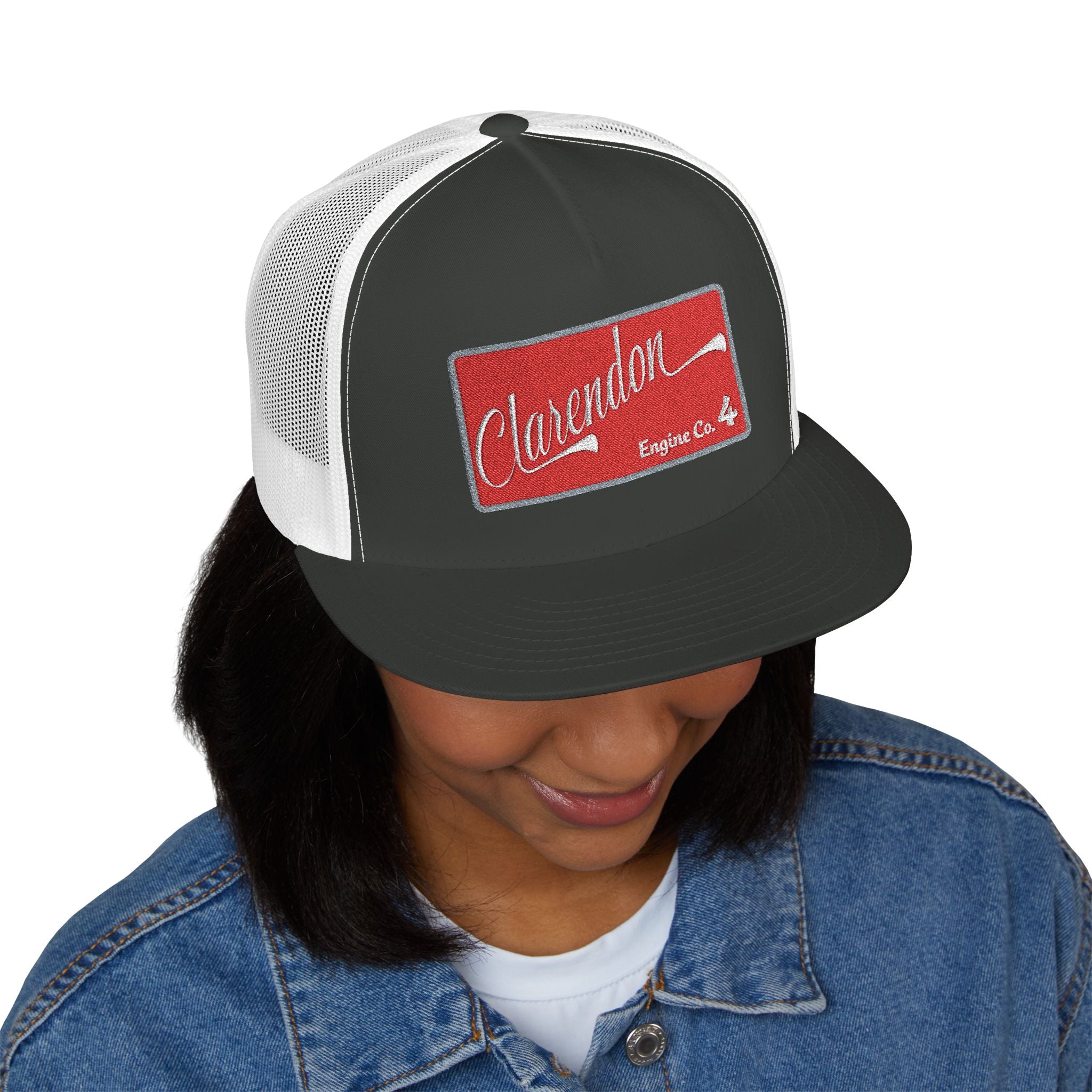 Arlington Clarendon Engine 4 (requested different style hat) - 5 Panel Trucker Cap (Embroidery)