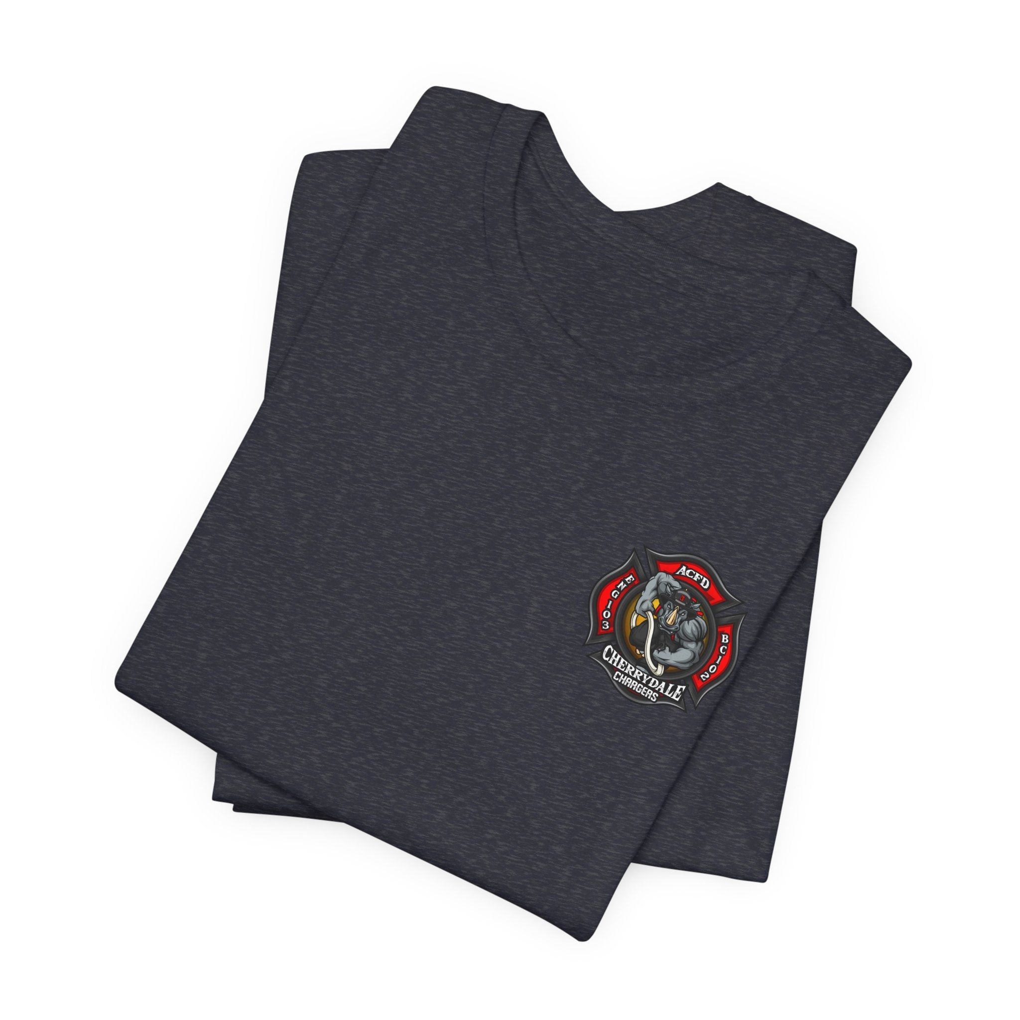 Station 3 Rhino Logo Firefighter Back - Bella+Canvas Soft Unisex Tee-