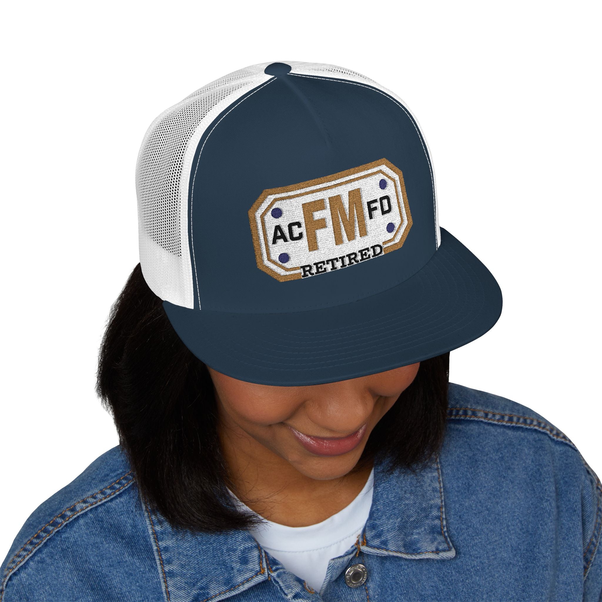 Retired Arlington Fire Marshal Gold - 5 Panel Trucker Cap (Embroidery)