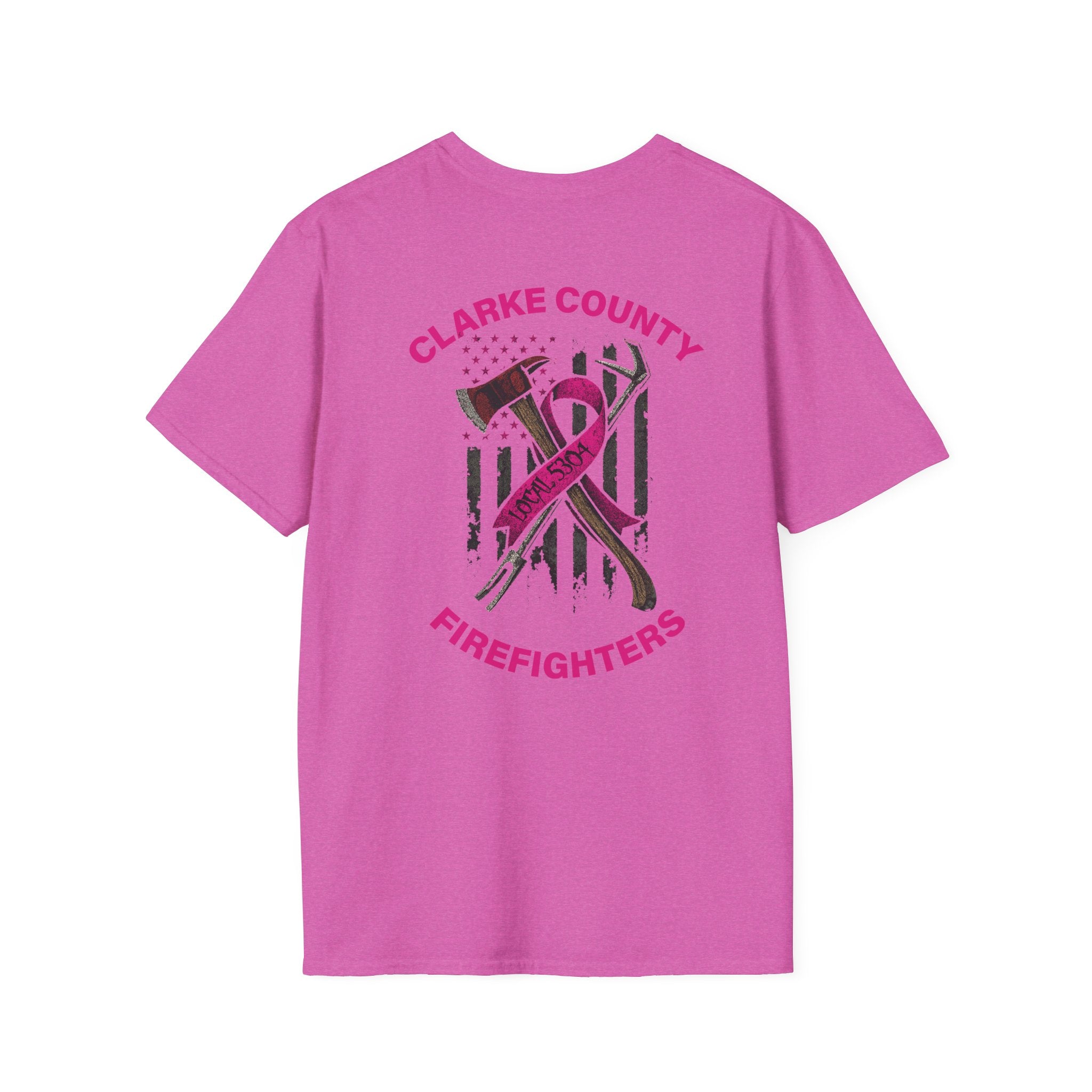 Clarke County Fire Breast Cancer (Portion of Proceeds go to Local 5304) - Gildan Soft Cotton Softstyle T-Shirt