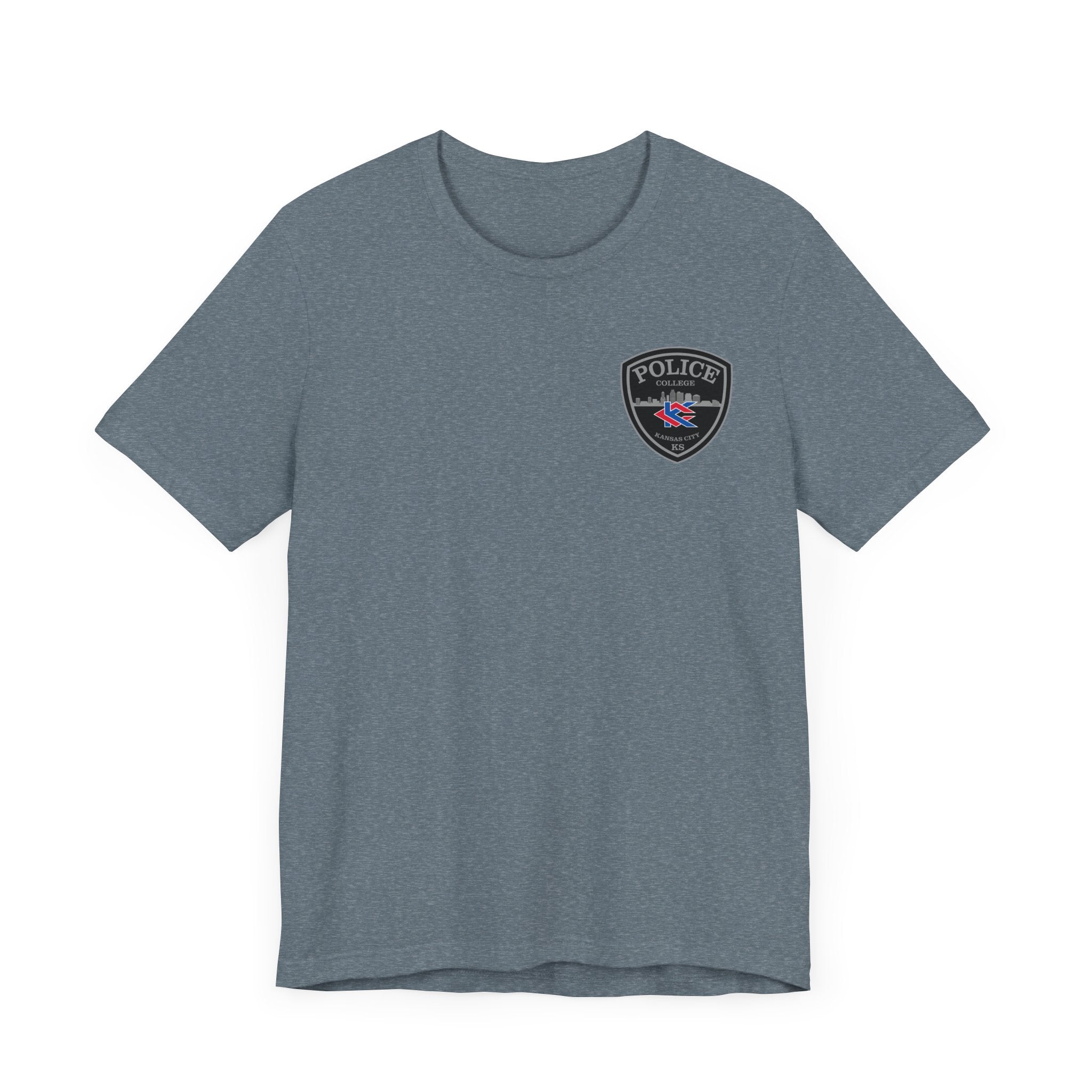 KCKCC Police Patch Black & White Grey Back - Unisex Jersey Short Sleeve Tee