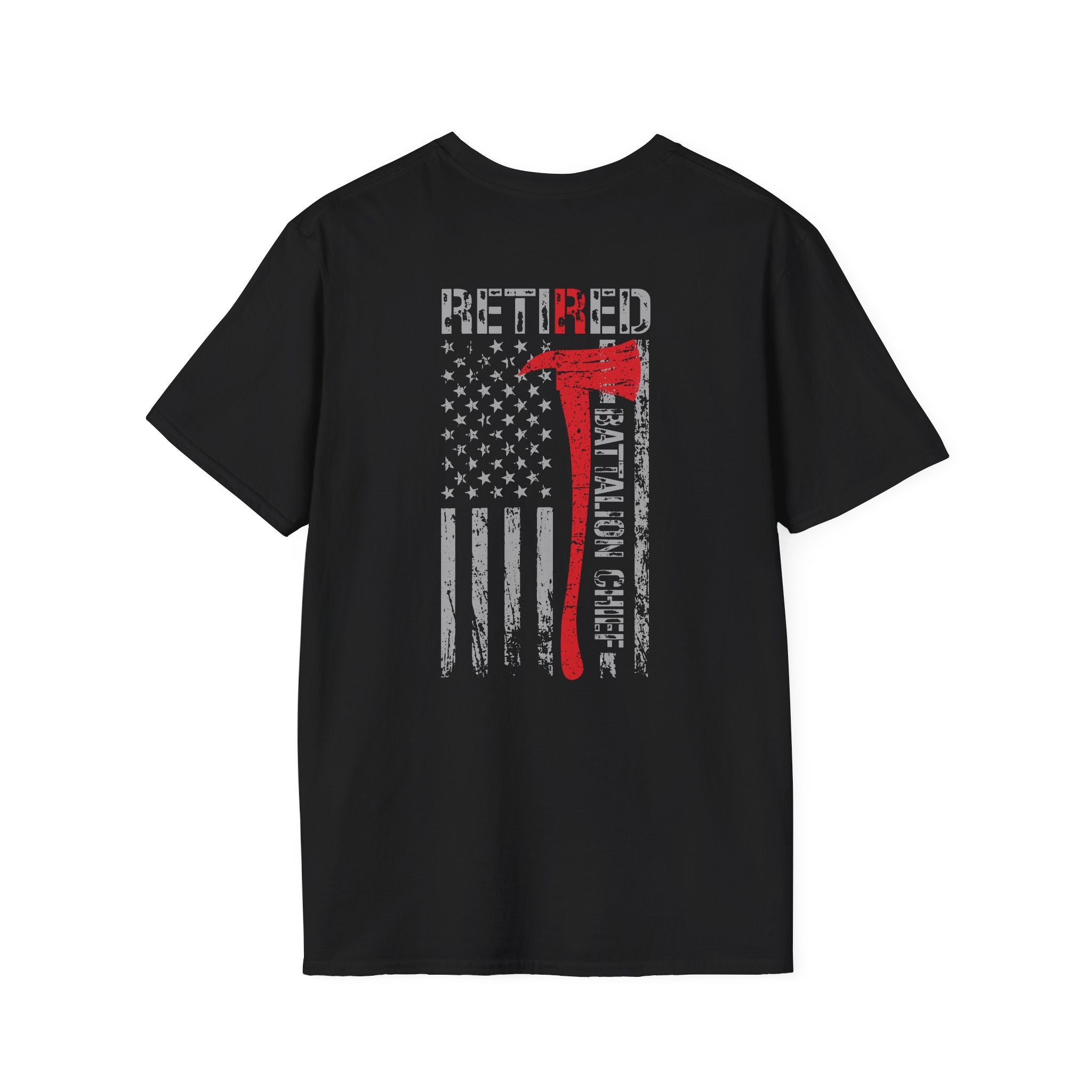 Retired Battalion Chief US Flag - Unisex Softstyle T-Shirt