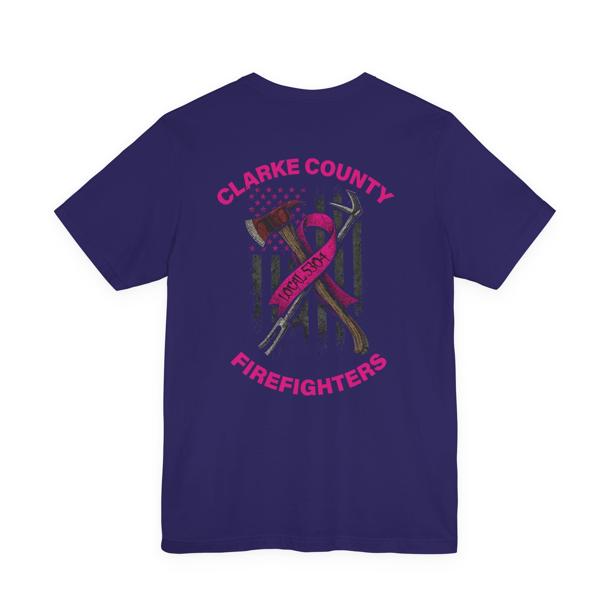 Clarke County Fire Breast Cancer Dark Shirt (Portion of Proceeds go to Local 5304) - Bella+Canvas Soft Jersey Cotton Unisex Tee