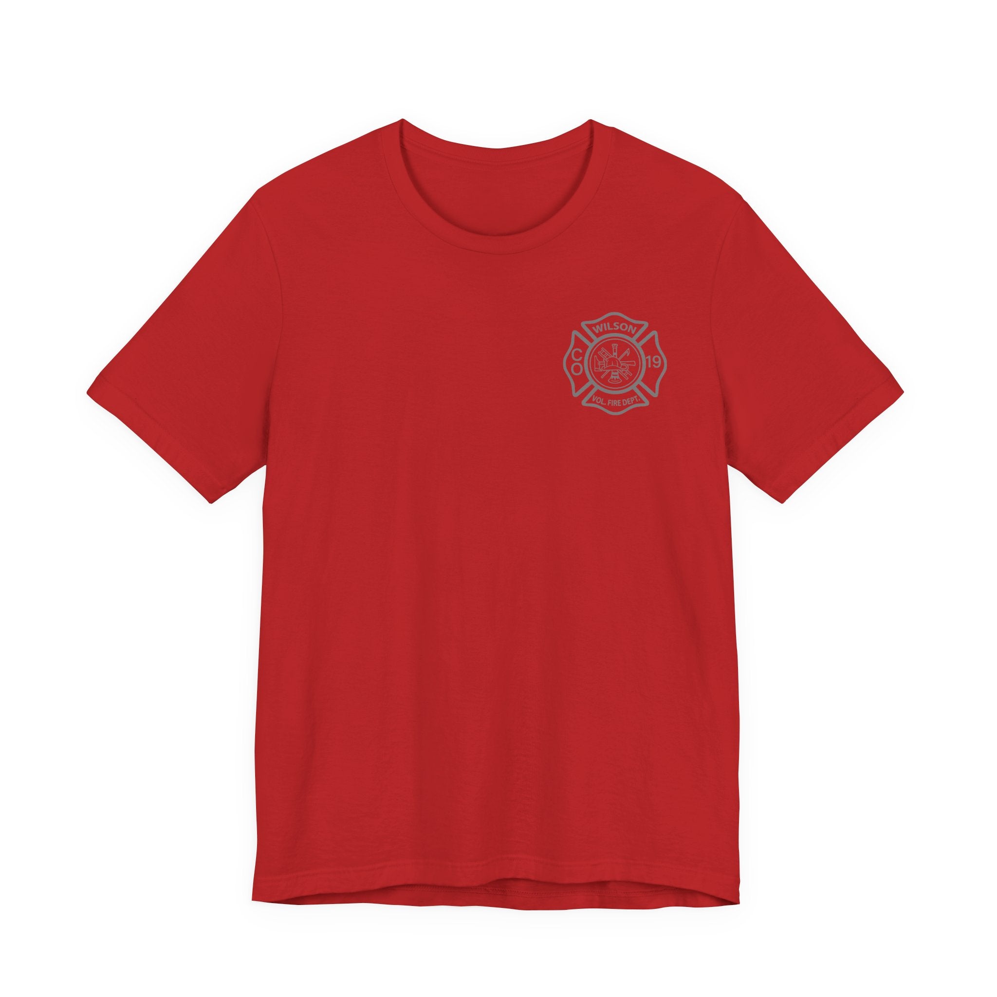 WVFC FD Logo gray Red back Gray - Unisex Jersey Short Sleeve Tee