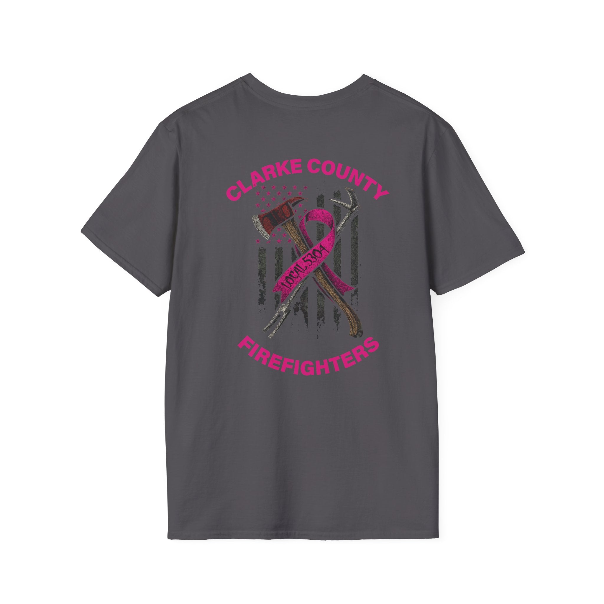 Clarke County Fire Breast Cancer (Portion of Proceeds go to Local 5304) - Gildan Soft Cotton Softstyle T-Shirt