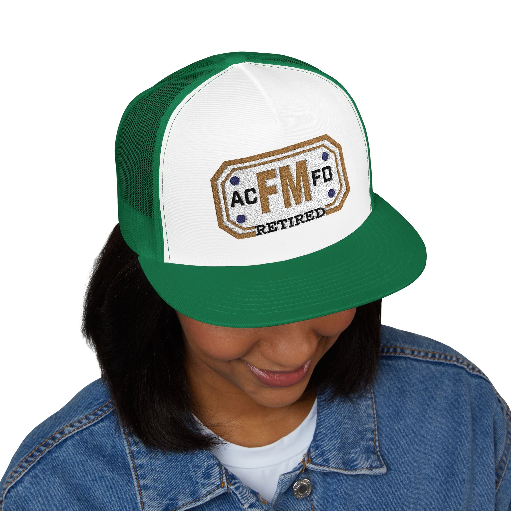 Retired Arlington Fire Marshal Gold - 5 Panel Trucker Cap (Embroidery)