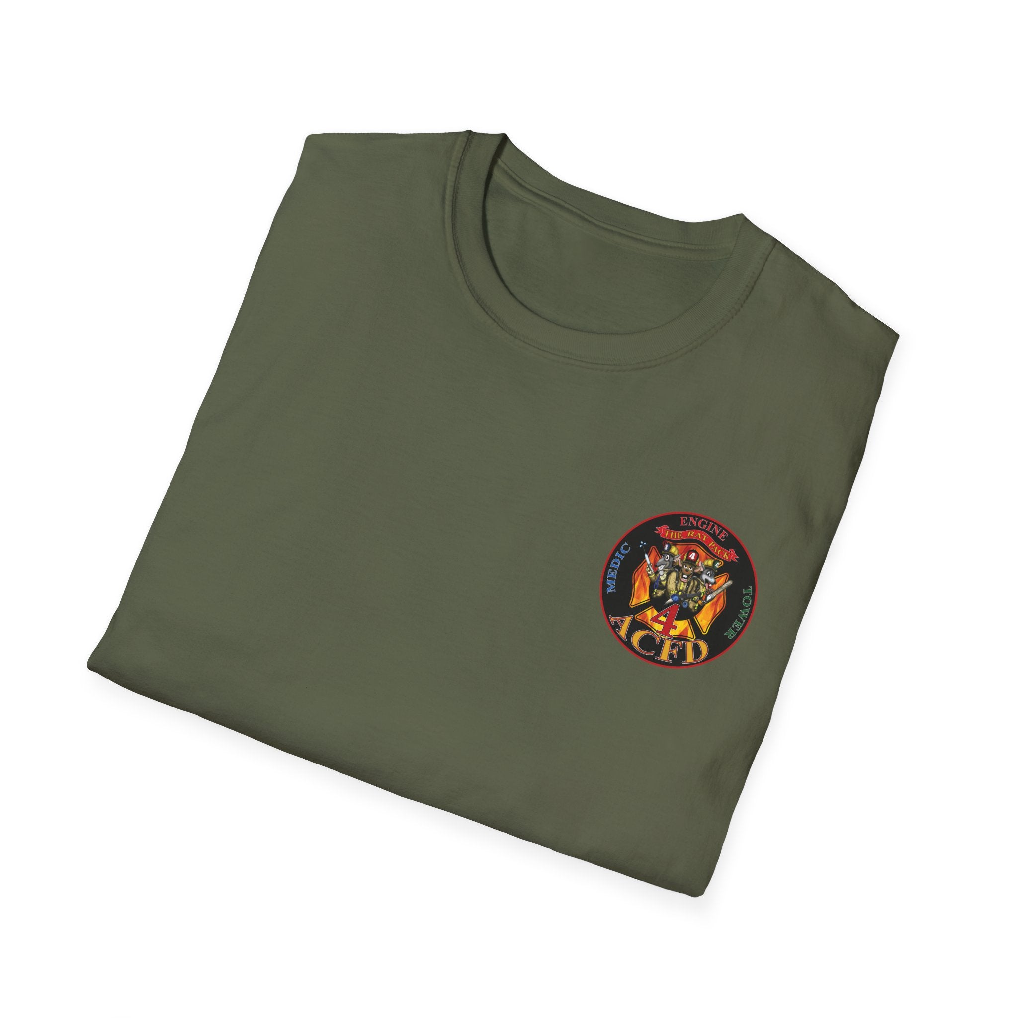 Station 4 RatPack front / acfd clover back - Gildan Soft Cotton Softstyle T-Shirt