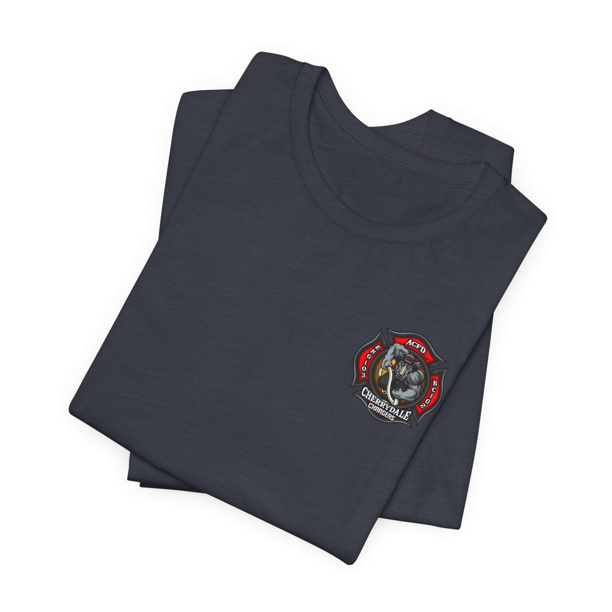 Station 3 Rhino Logo Firefighter Back - Bella+Canvas Soft Unisex Tee-