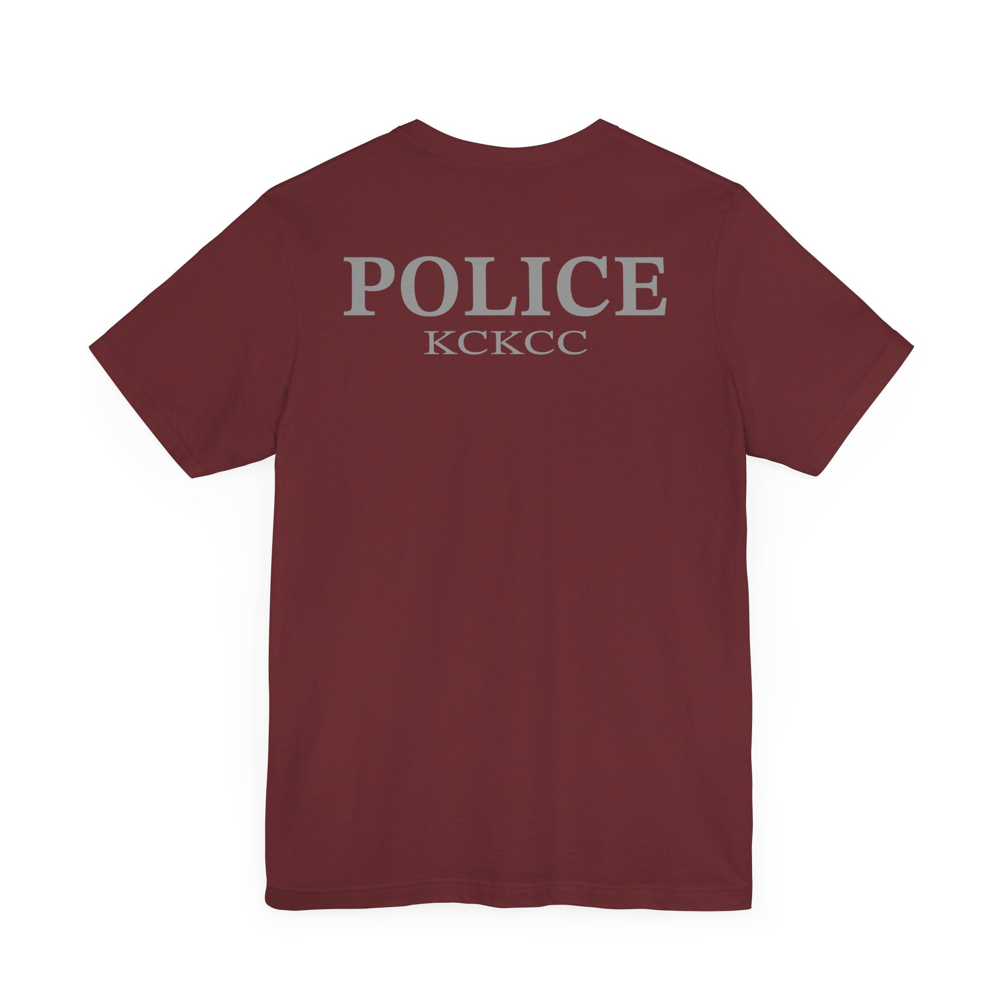 KCKCC Police Patch Black & White Grey Back - Unisex Jersey Short Sleeve Tee