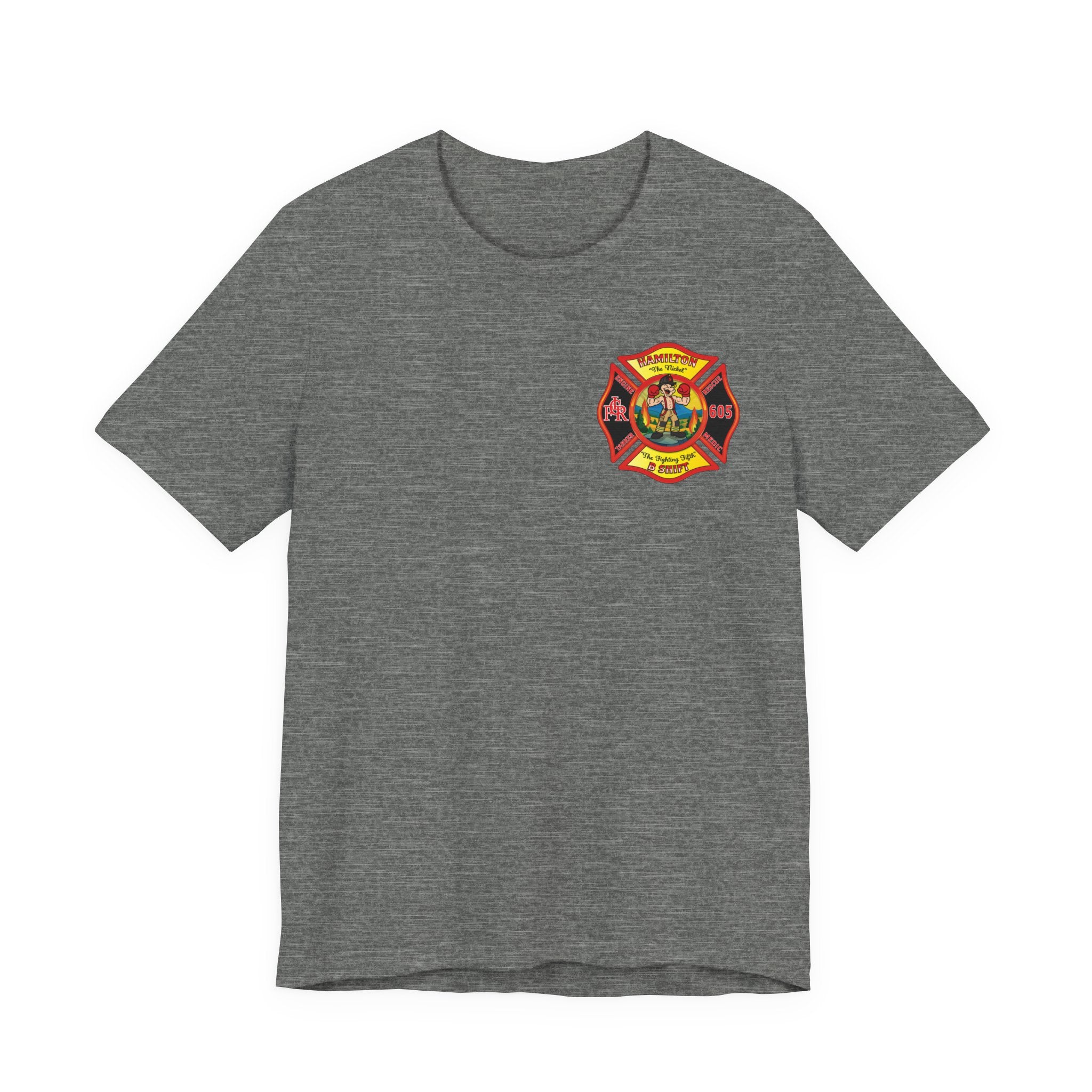 (Bigger Chest logo) LCFR Hamilton Station 5 version 4 Nickel Back- Bella+Canvas Soft Unisex Tee