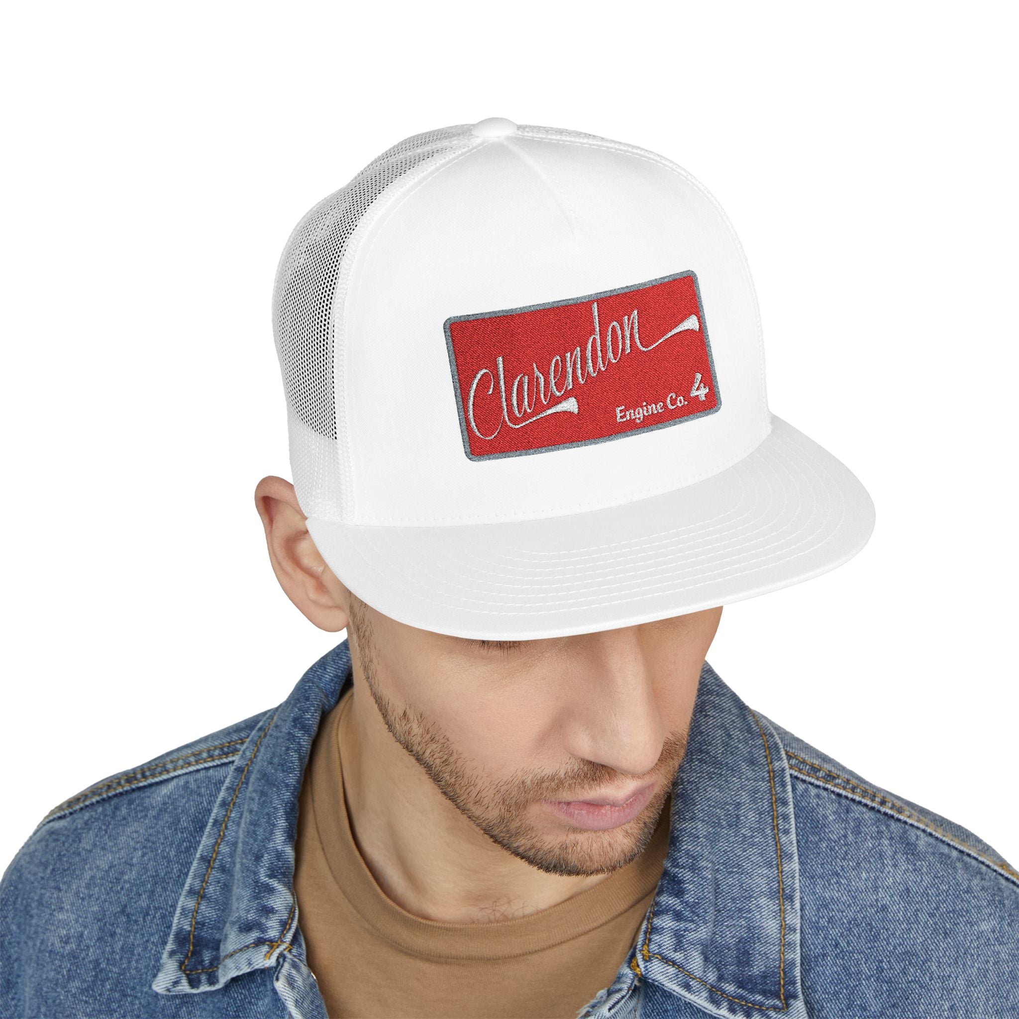 Arlington Clarendon Engine 4 (requested different style hat) - 5 Panel Trucker Cap (Embroidery)