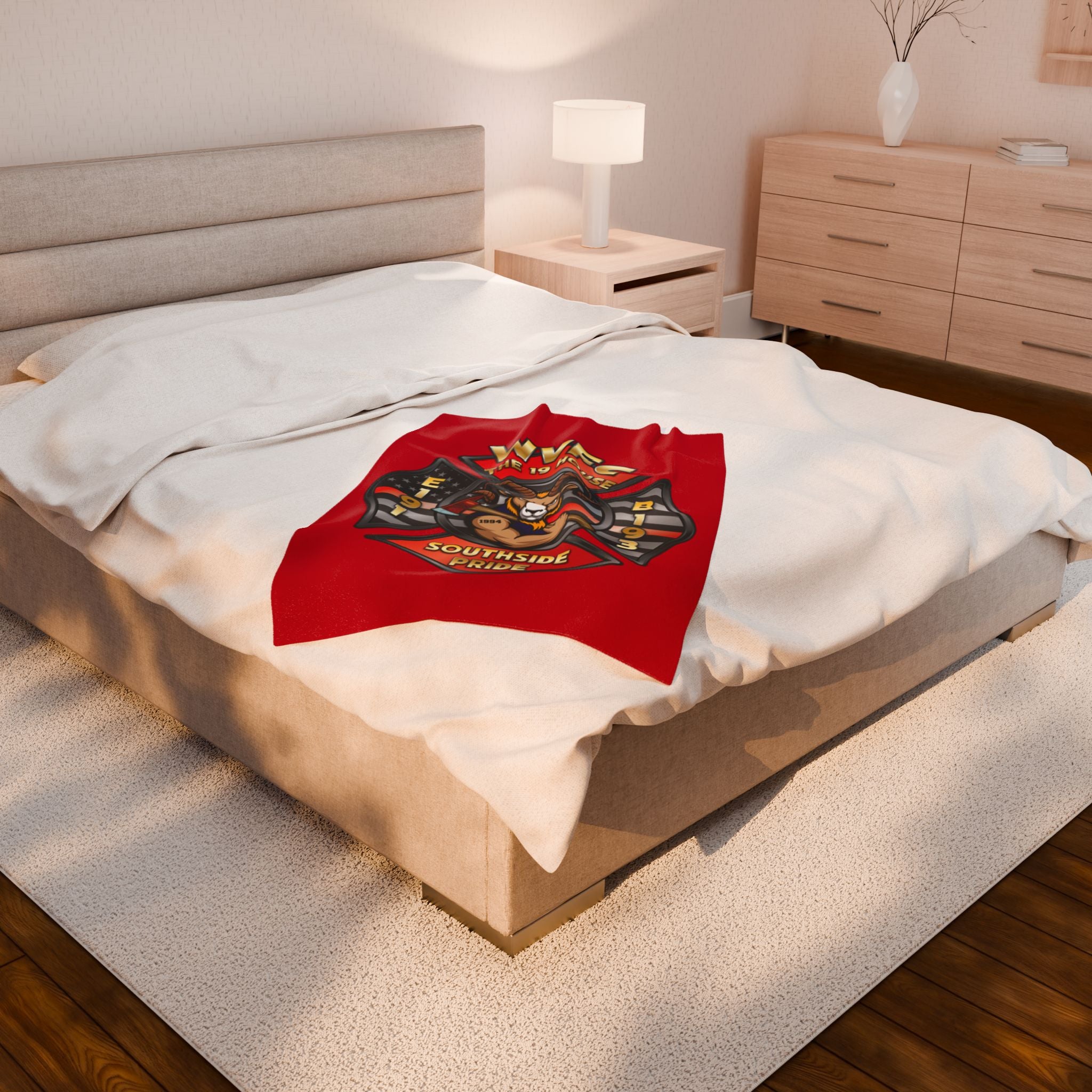 CWVFC Goat Logo 1 - Red Velveteen Plush Blanket