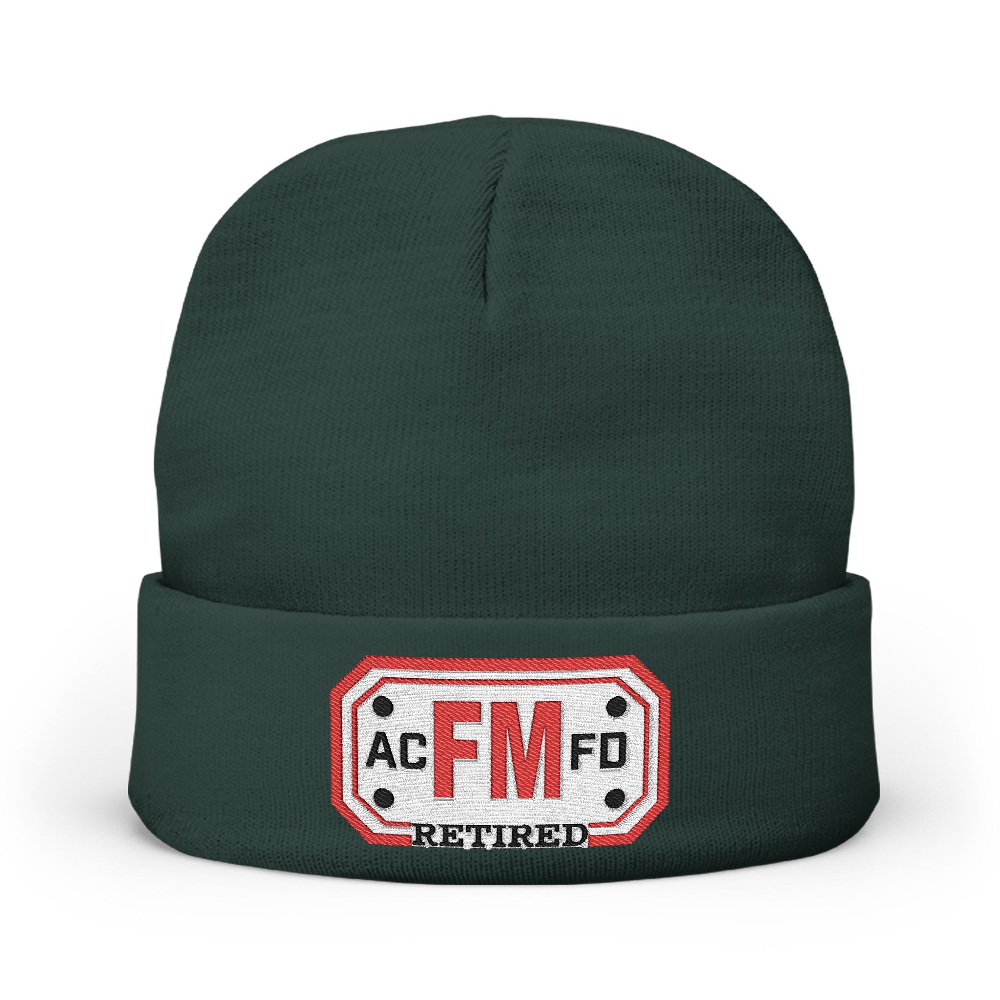Retired Arlington Fire Marshal Red - Knit Beanie (Embroidery)