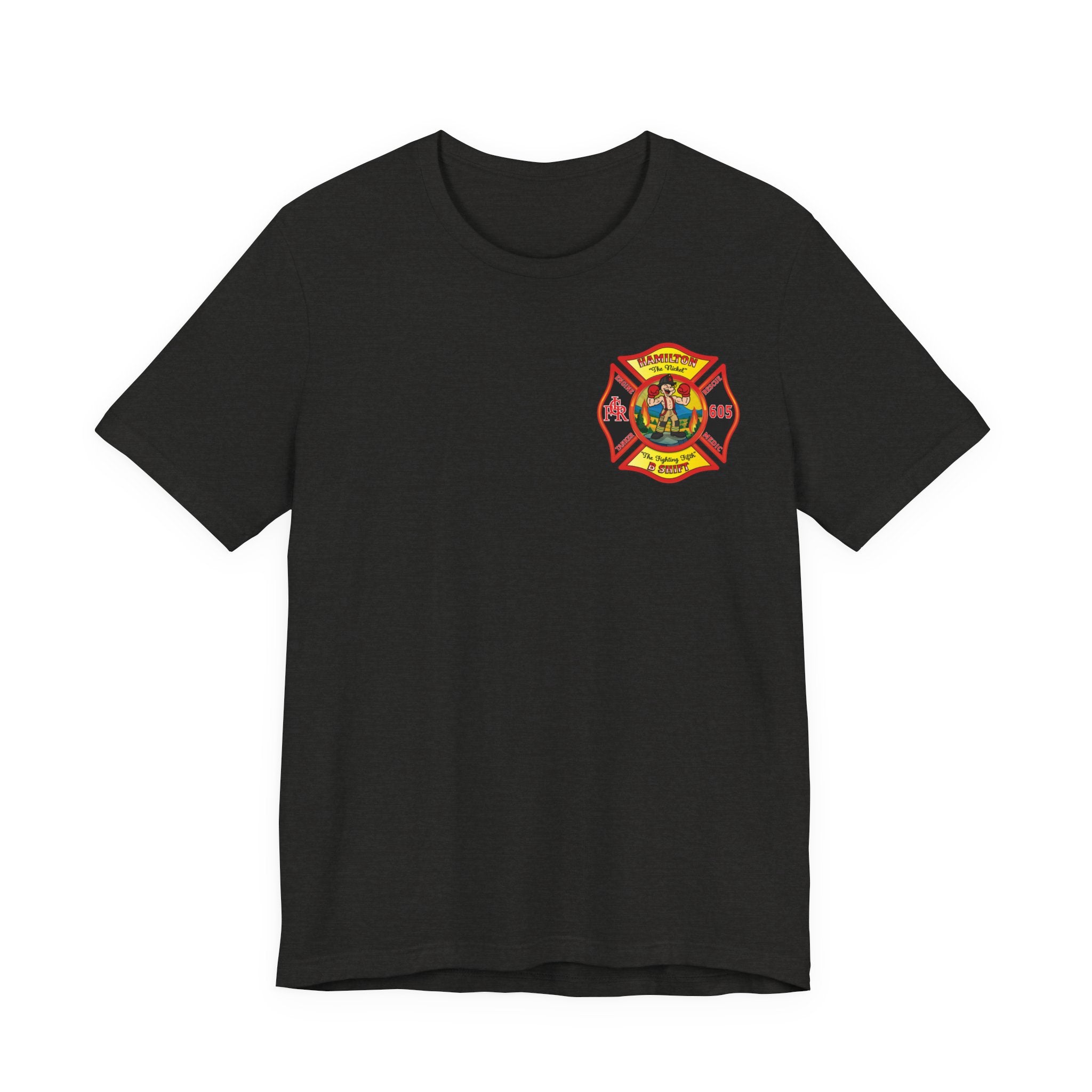 (Bigger Chest logo) LCFR Hamilton Station 5 version 4 Nickel Back- Bella+Canvas Soft Unisex Tee