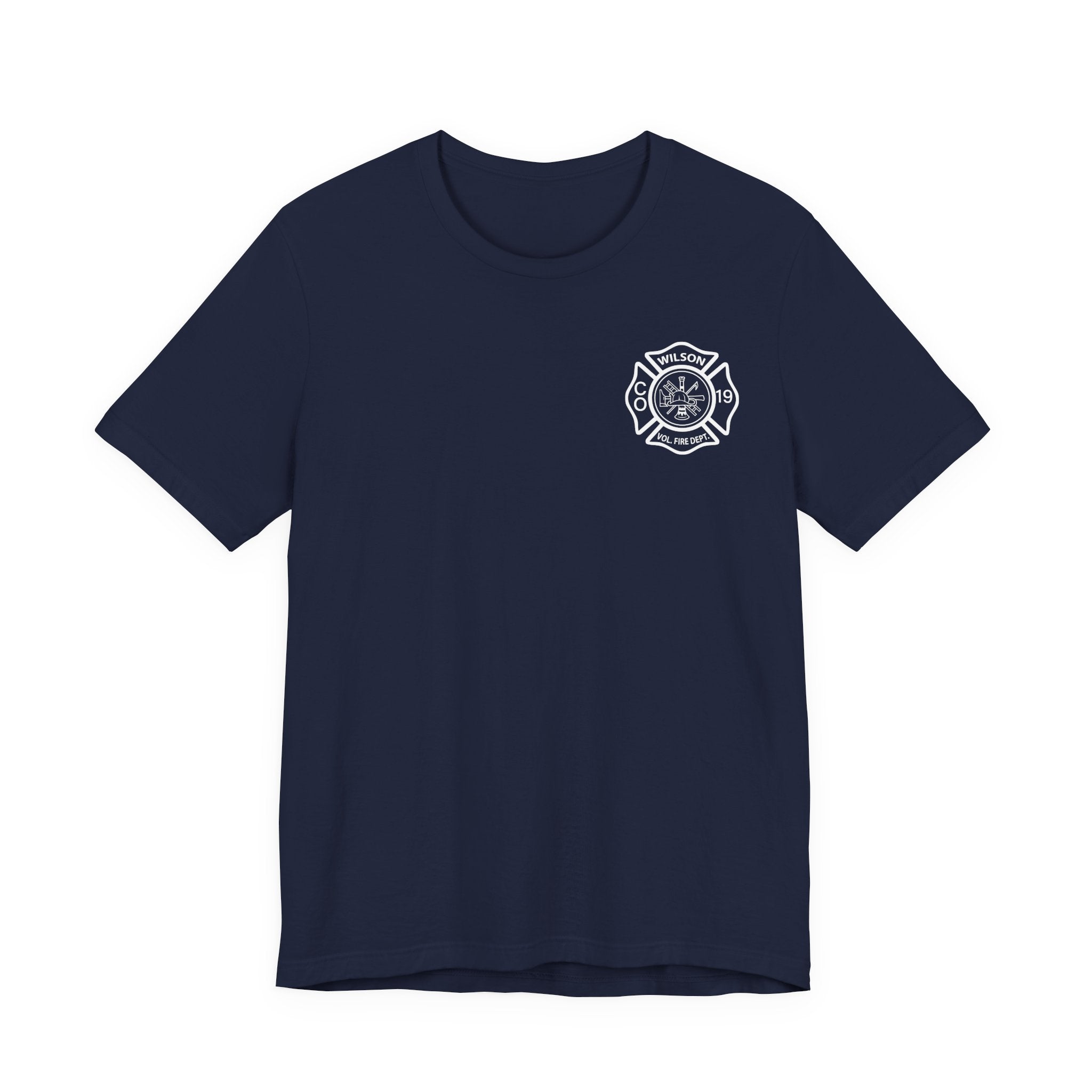WVFC FD Logo wht Red Back wht- Unisex Jersey Short Sleeve Tee