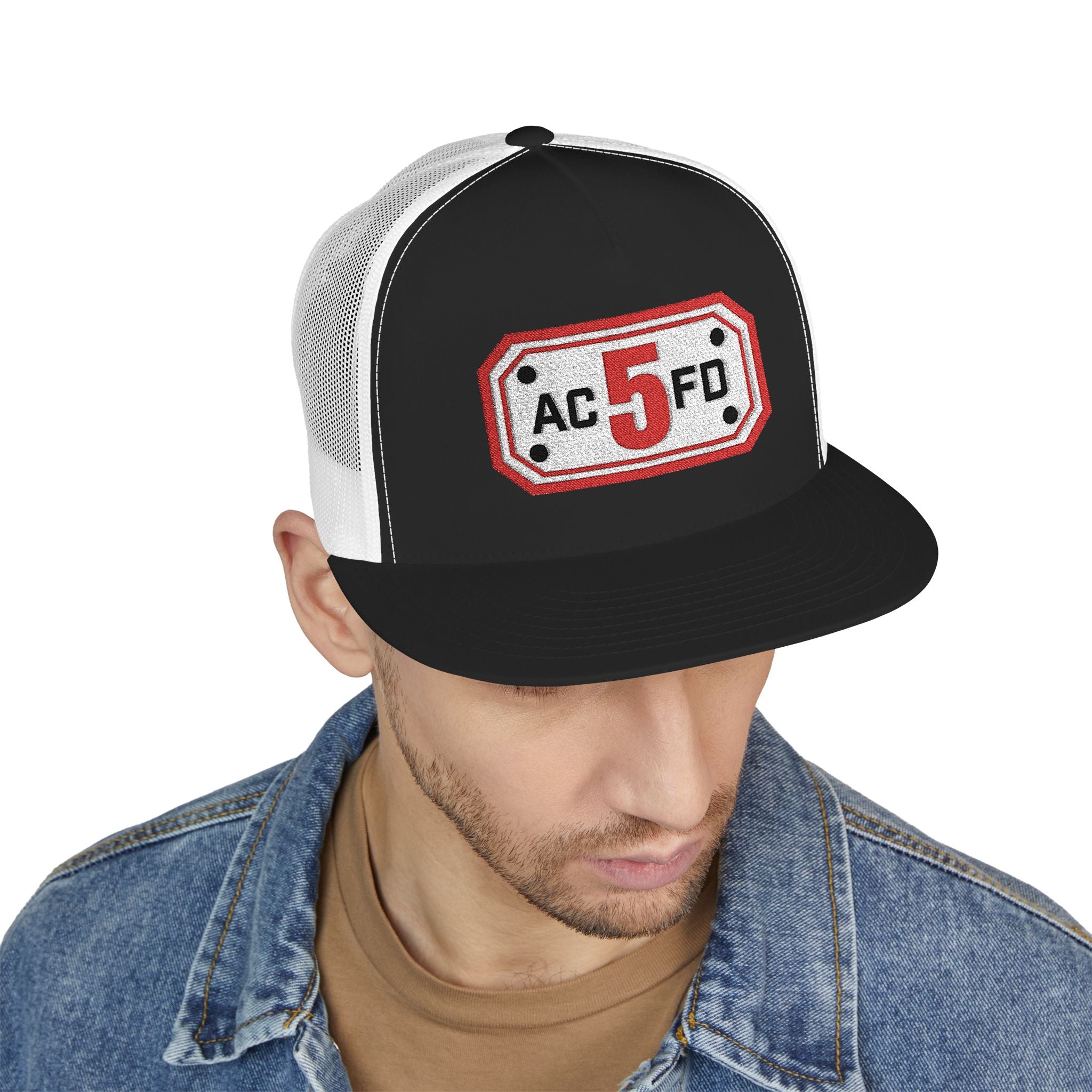 Arlington Engine 5 (requested different style hat) - 5 Panel Trucker Cap (Embroidery)