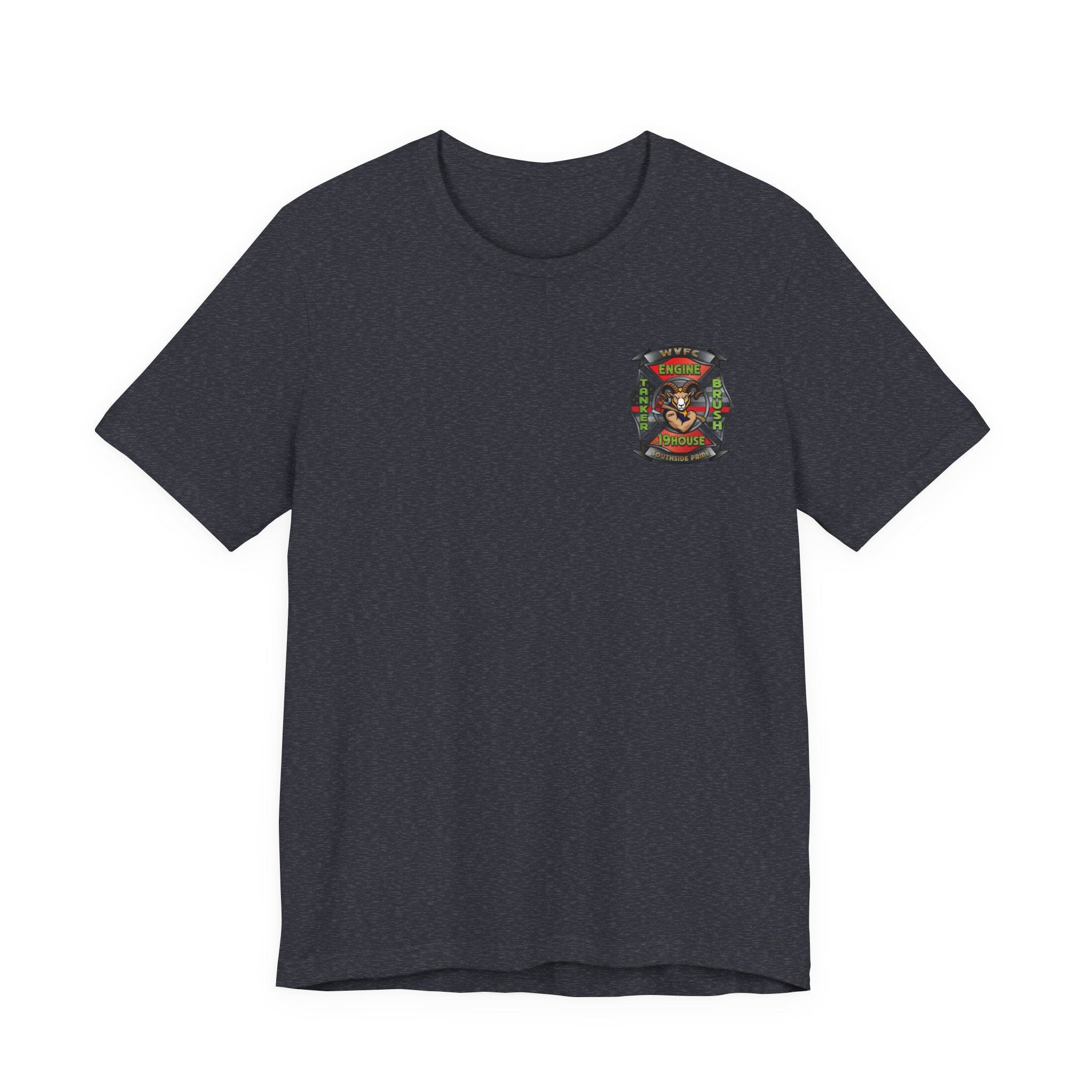 WVFC Goat Logo 2 Version 3 Red Line Flag blk- Unisex Jersey Short Sleeve Tee