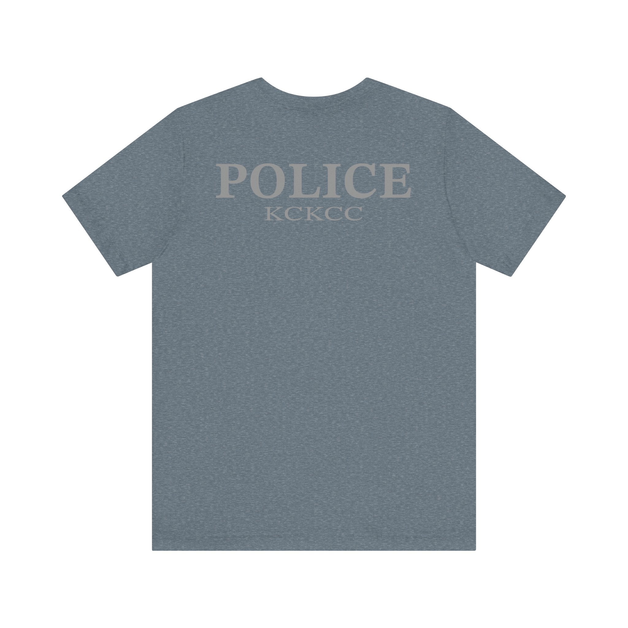 KCKCC Police Patch Black & White Grey Back - Unisex Jersey Short Sleeve Tee