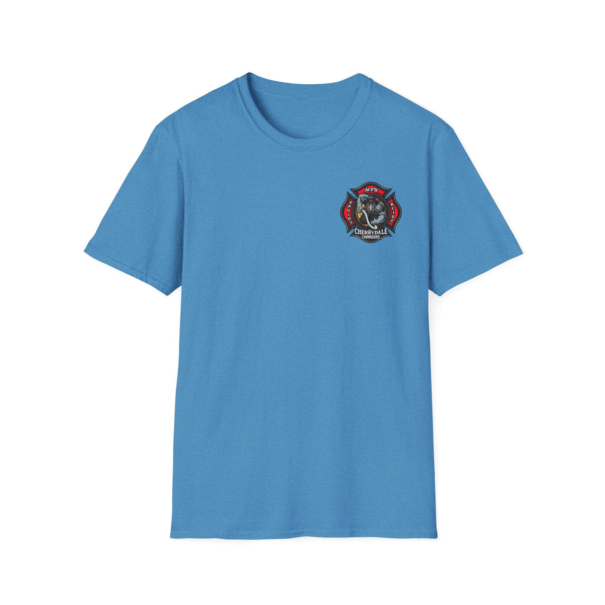 Station 3 Rhino Logo Firefighter Back - Gildan Soft Cotton Softstyle T-Shirt
