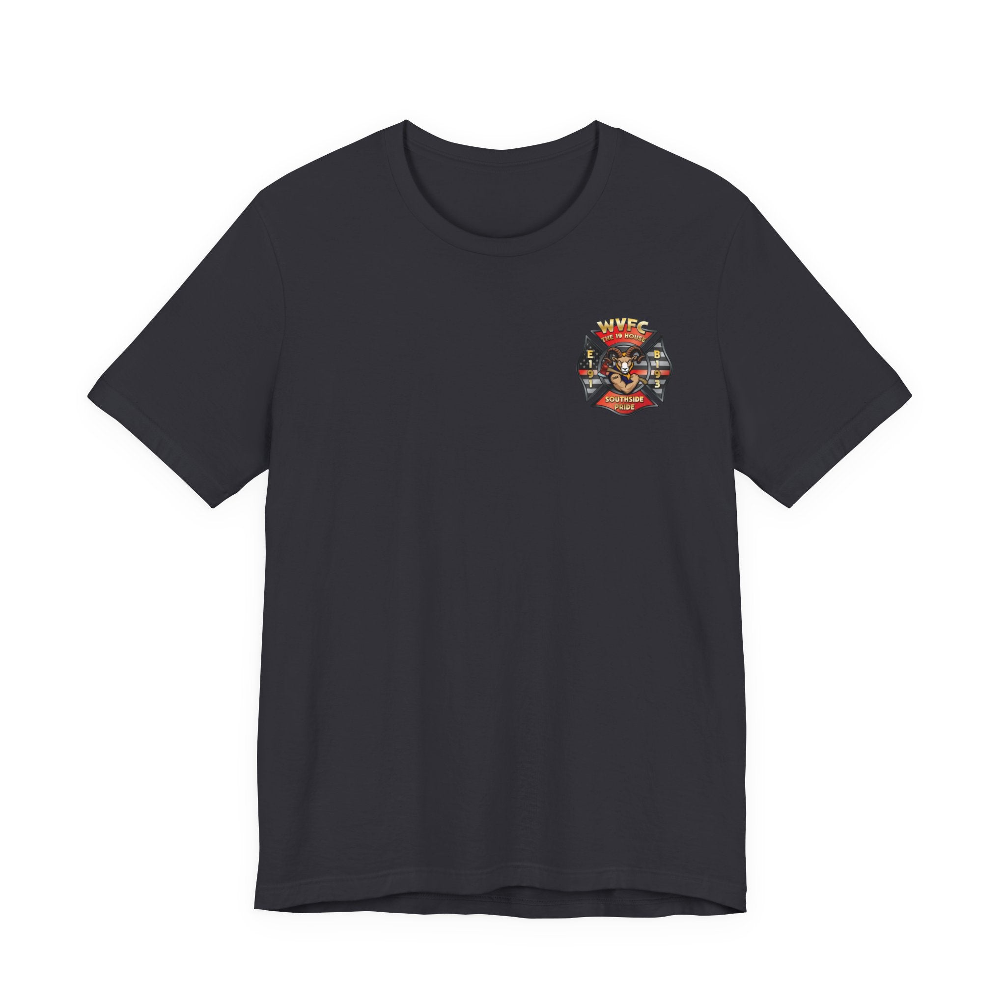 WVFC Goat Version 2 US Flag blk- Unisex Jersey Short Sleeve Tee